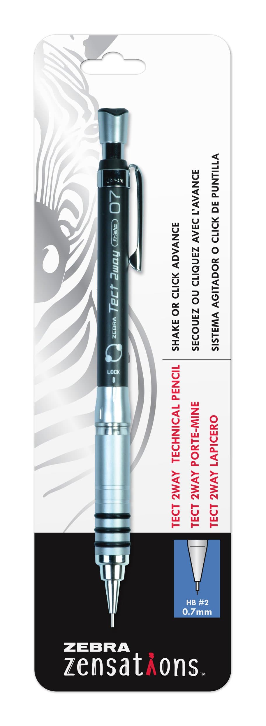 Zebra Zensations Tect 2Way Mechanical Pencil, 0.7mm, Black Barrel, 1-Count