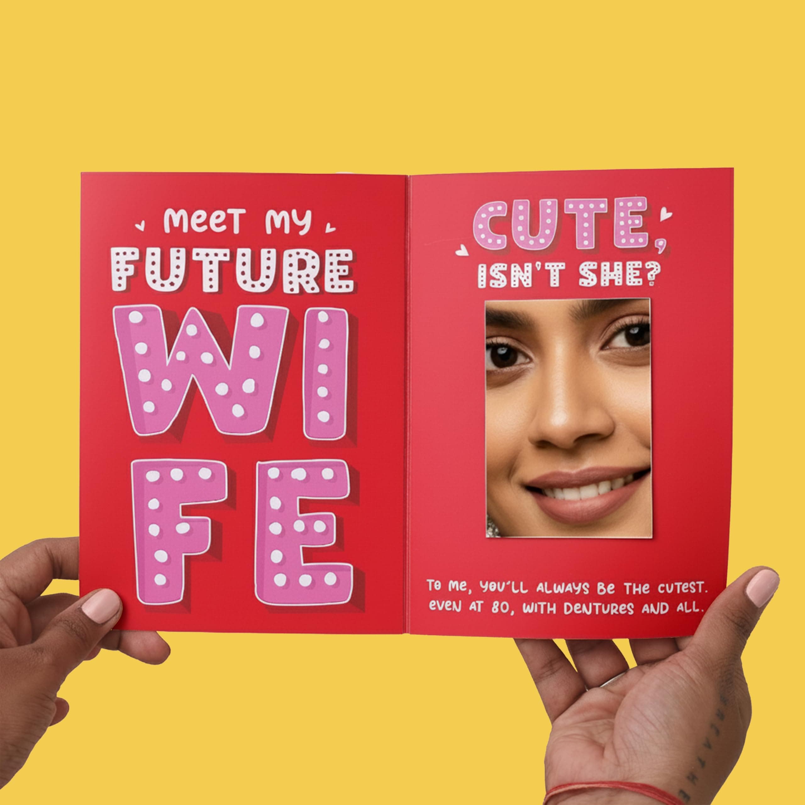 Oye Happy – Future Wife Mirror Card | Funny Romantic Greeting Card for Fiancée or Girlfriend | Proposal, Engagement & Valentine’s Day Gift | Love Card with Mirror Inside