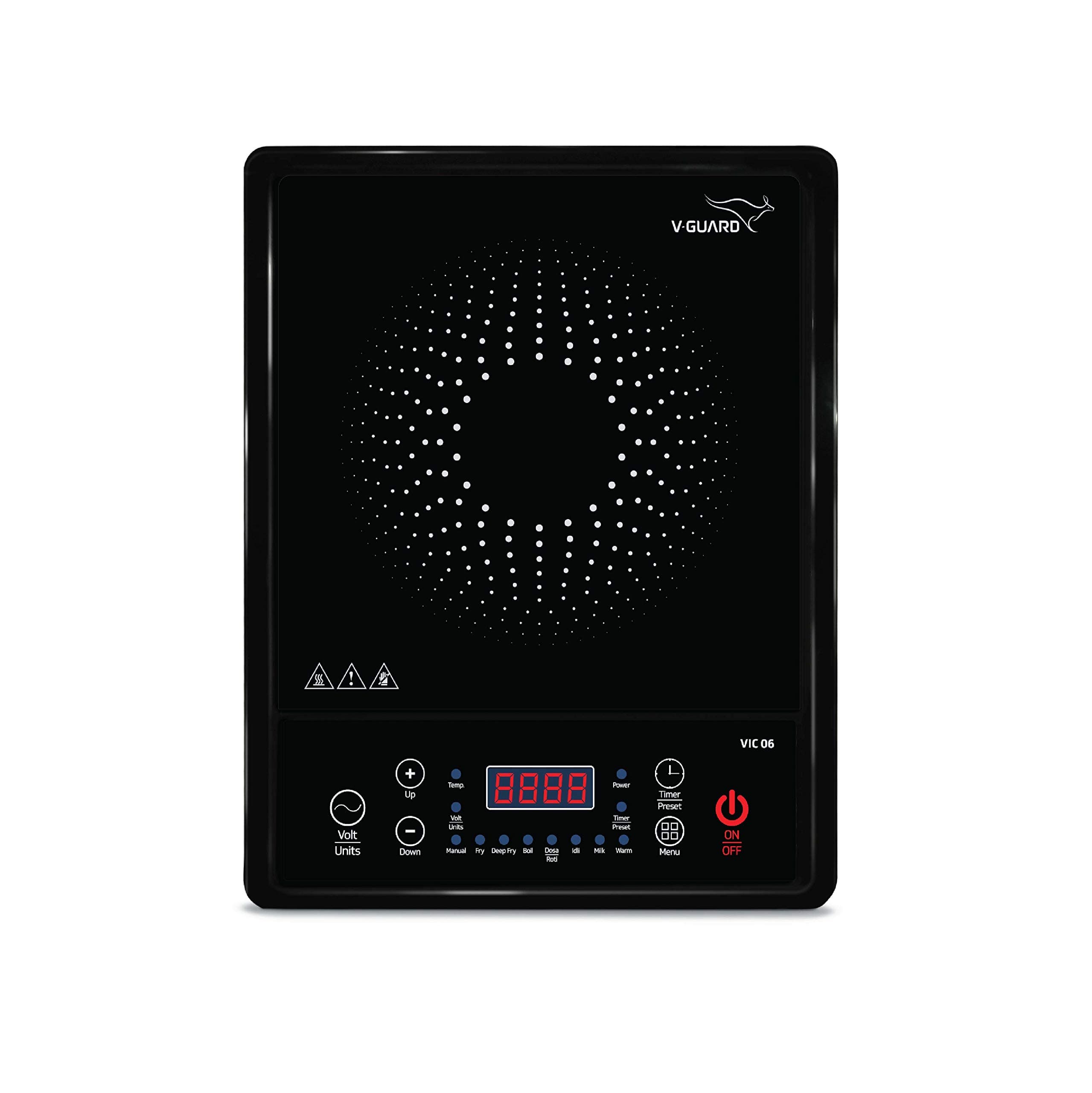 V-Guard VGuard V Guard Induction Cooktop Vic-07 V3 Soft Touch Push Buttons (Black), Manual, 1600 Watts, 1600 Watts
