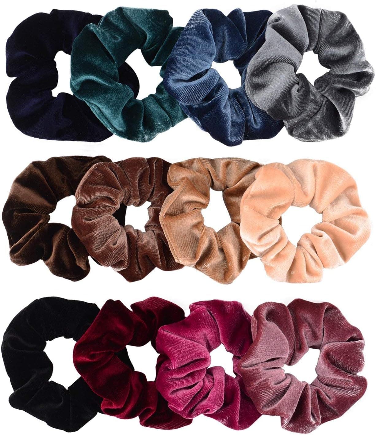 Whaline 12 Pieces Hair Scrunchies Velvet Elastics Scrunchy Bobbles Soft Hair Bands Hair Ties (12 Colors)