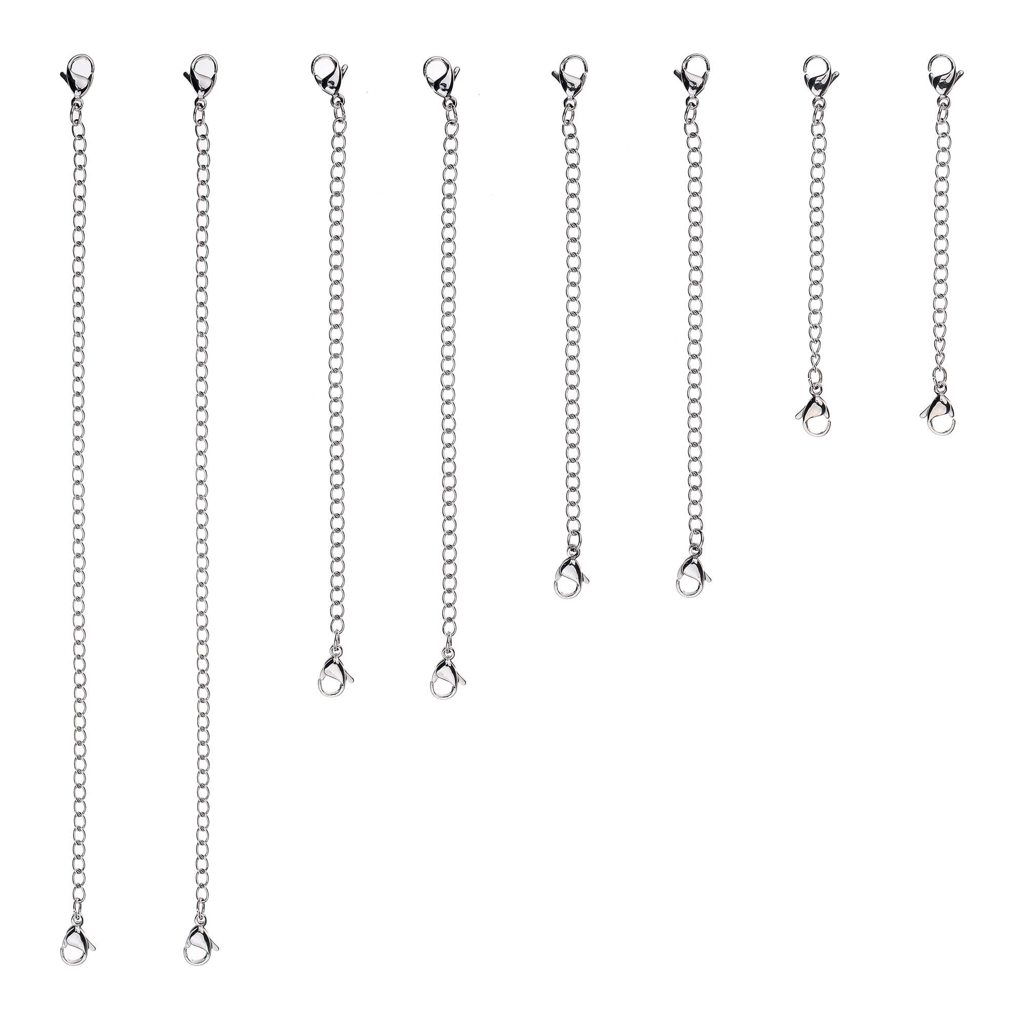 D-buy 8 Piece Stainless Steel Necklace Bracelet Extender Chain, Set 4 Different Length: 6" 4" 3" 2"