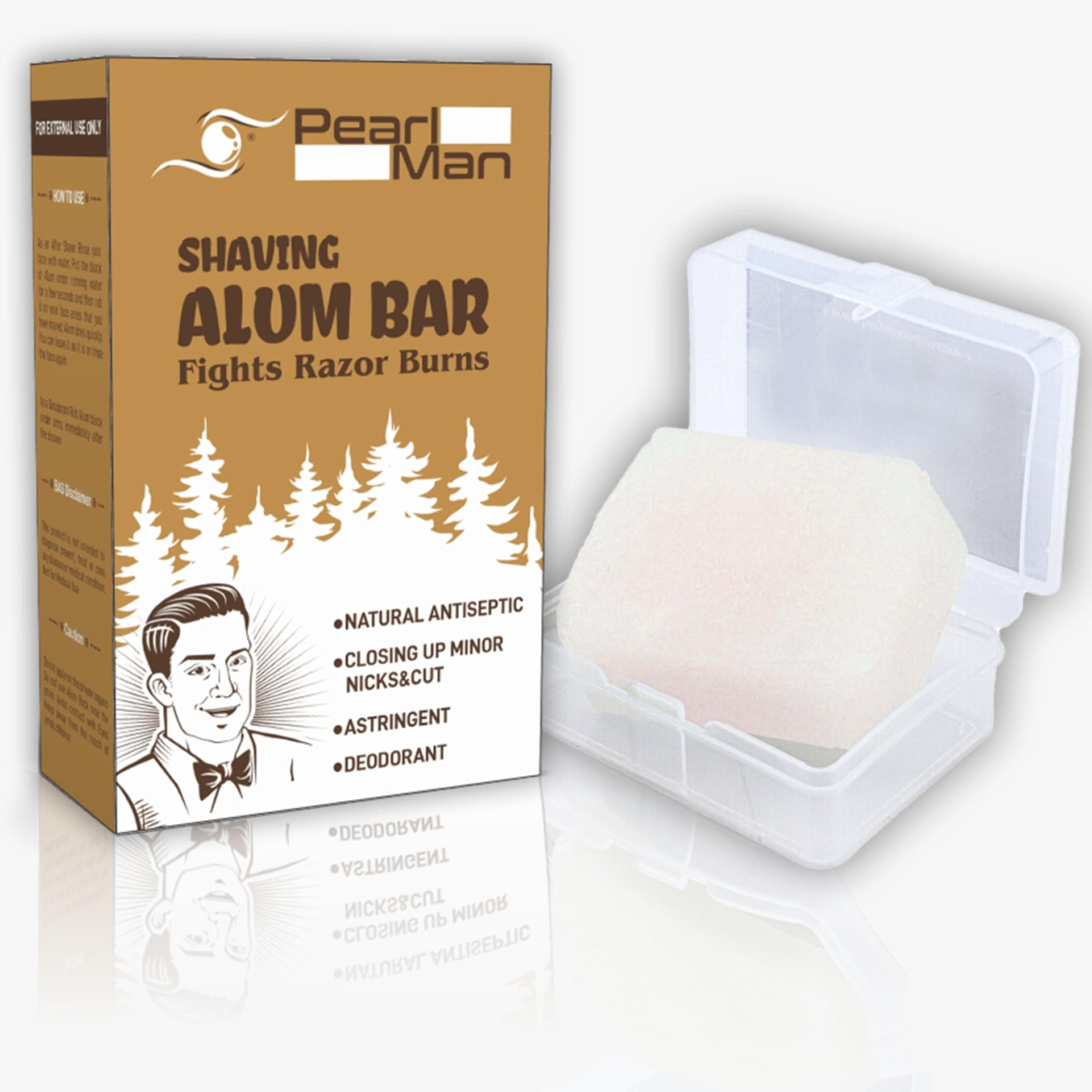 Pearl Shaving Alum Bar (Fitkari) with travel case - 100g 100% Pure Natural Phitkari Stone Bar for water purification, Skin Tightening, Underarm Deodrant| Gentle,Effective & Natural After Shave Lotion alternative| Chemical-Free Shaving Kit Aid, | Raksha Bandhan Gift Option