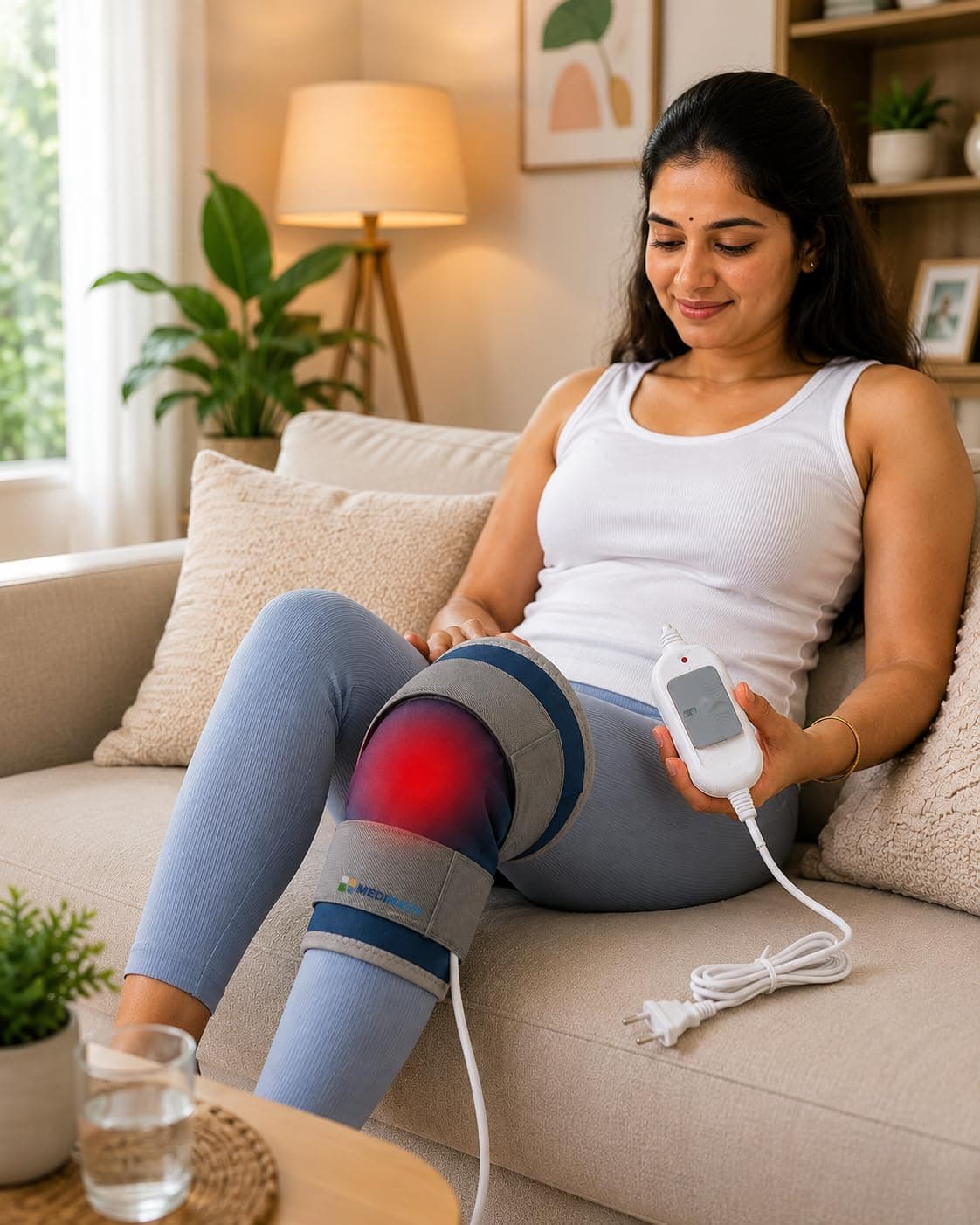 Medikart Knee Heating Pad for Knee Pain | Analog Remote | Joint Stiffness Relief | Muscle & Joint Comfort | Arthritis Pain and Joint Pain Relief | 1 Years Warranty | 3 Heat Levels | Dark Blue | MKHSPL.