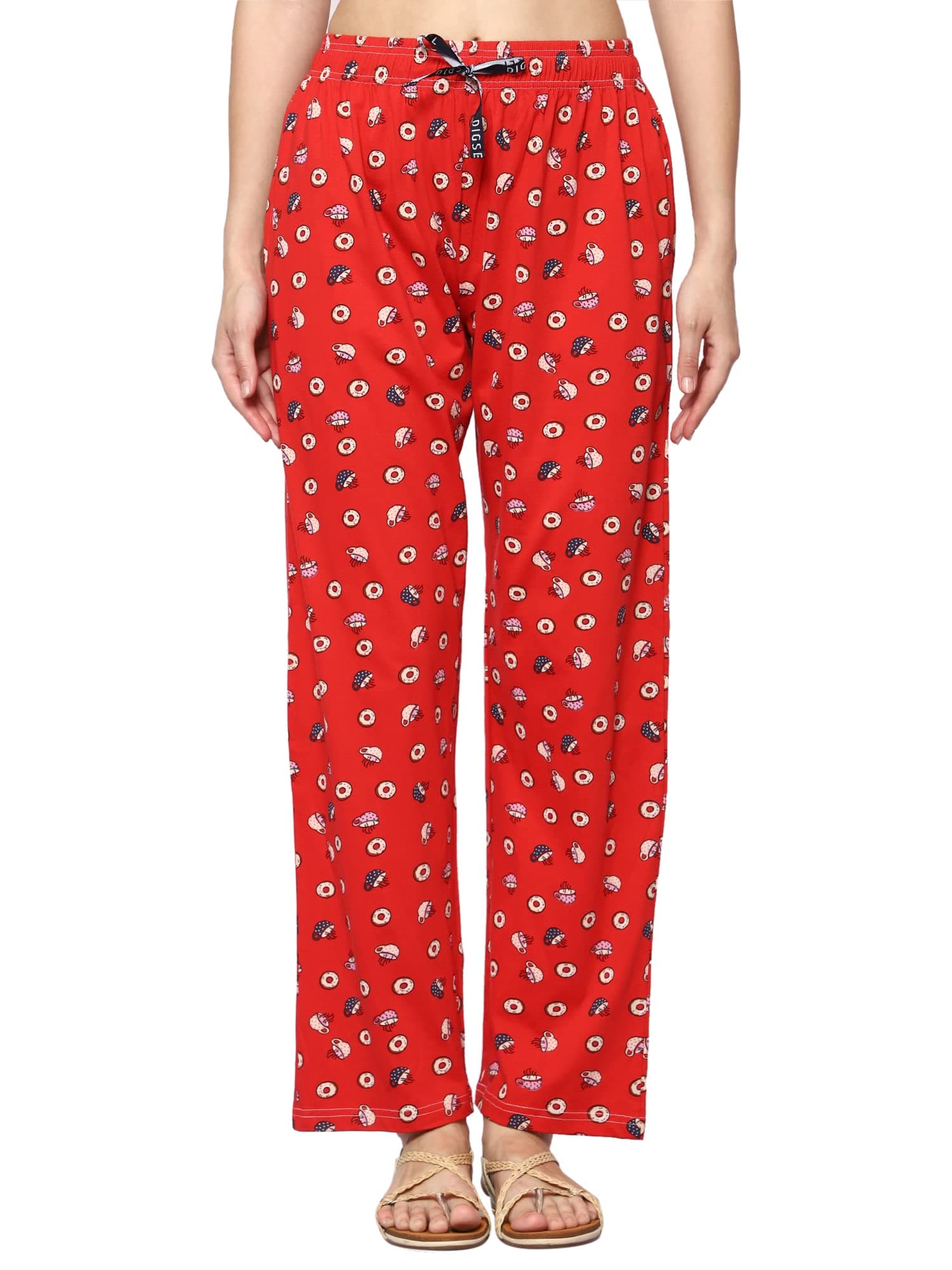 SeLSIa Trendy Women Womens 100% Cotton Loungwear Pyjama Pant-Red-M-pack of 1