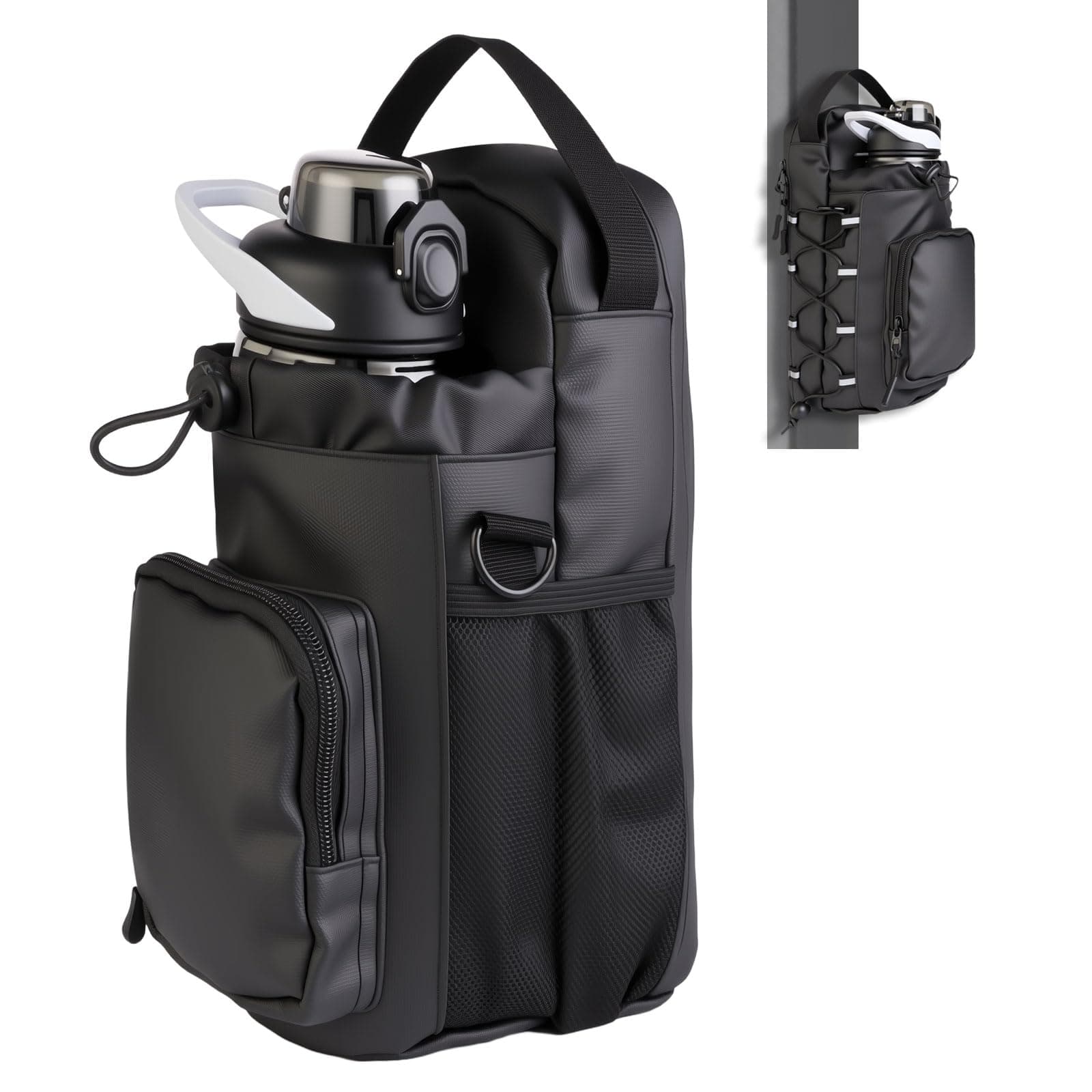 Magnetic Gym Bag for Water Bottle with Phone Pocket & Shoulder Strap