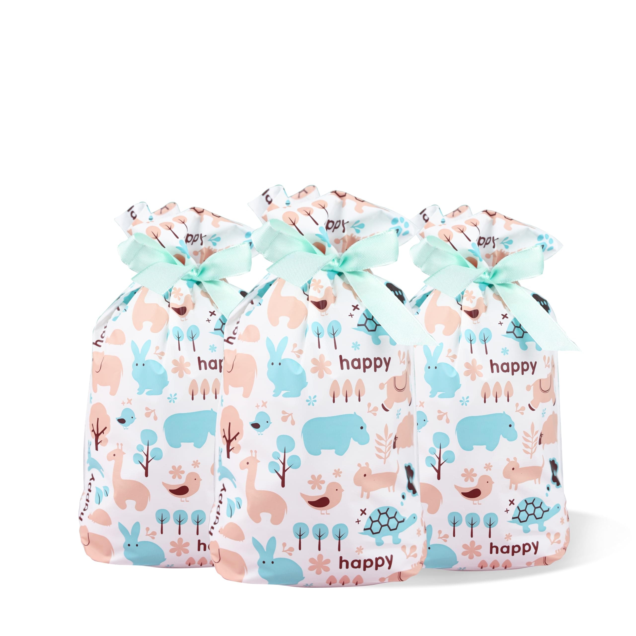 Birch & Co. Fabric Gift Bags - Potli Bags for Kids Birthday - Goodie Bag for Return Gift - Gift Covers Pouch for Birthday - Party Bags, Animals, Pack of 25, Multicolor