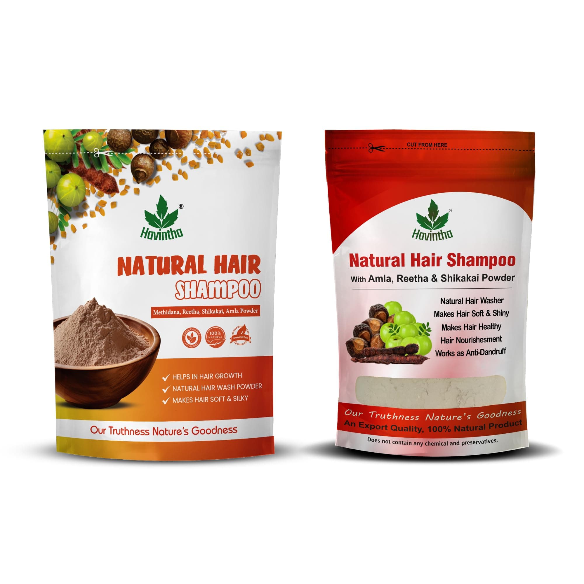Havintha Amla Reetha Shikakai And Amla Reetha Shikakai Methidana Shampoo Powder (227g+227g)