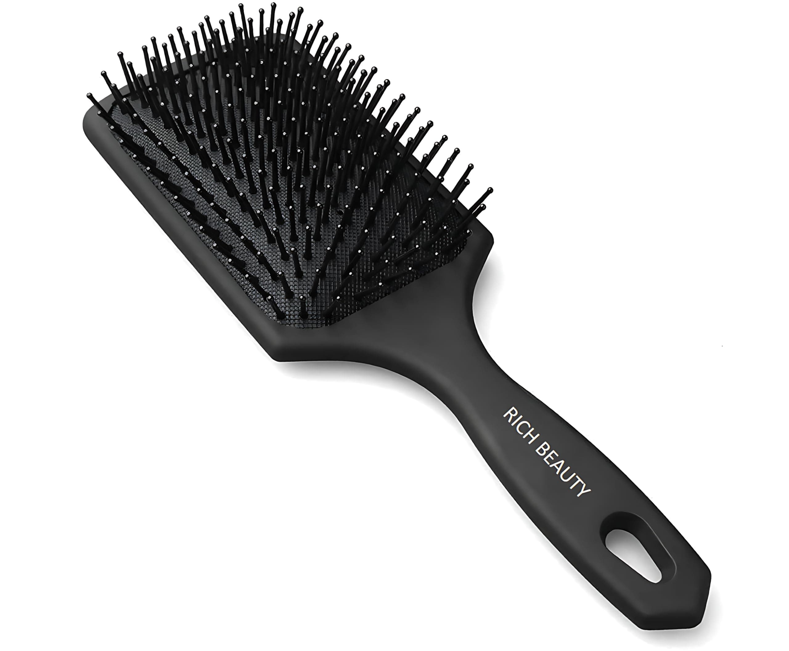 Premium Professional Paddle Hair Brush Comb Black | Wide Detangling Brush for Men & Women | Ideal for Long, Thick & Curly Hair | Smooth & Shiny Finish