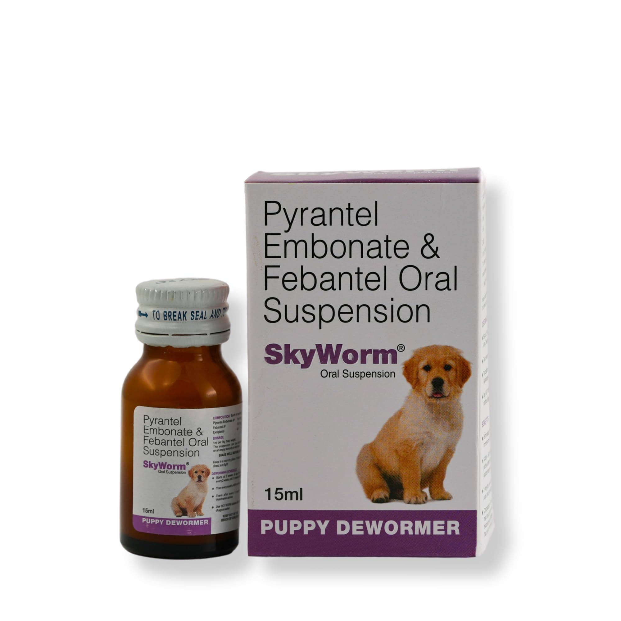KAILVET PHARMA Sky Worm Oral Suspension | Broad Spectrum Dewormer for Dogs & Cats | Veterinary Use | Easy-to-Administer Liquid | 15ml Pet Deworming Syrup