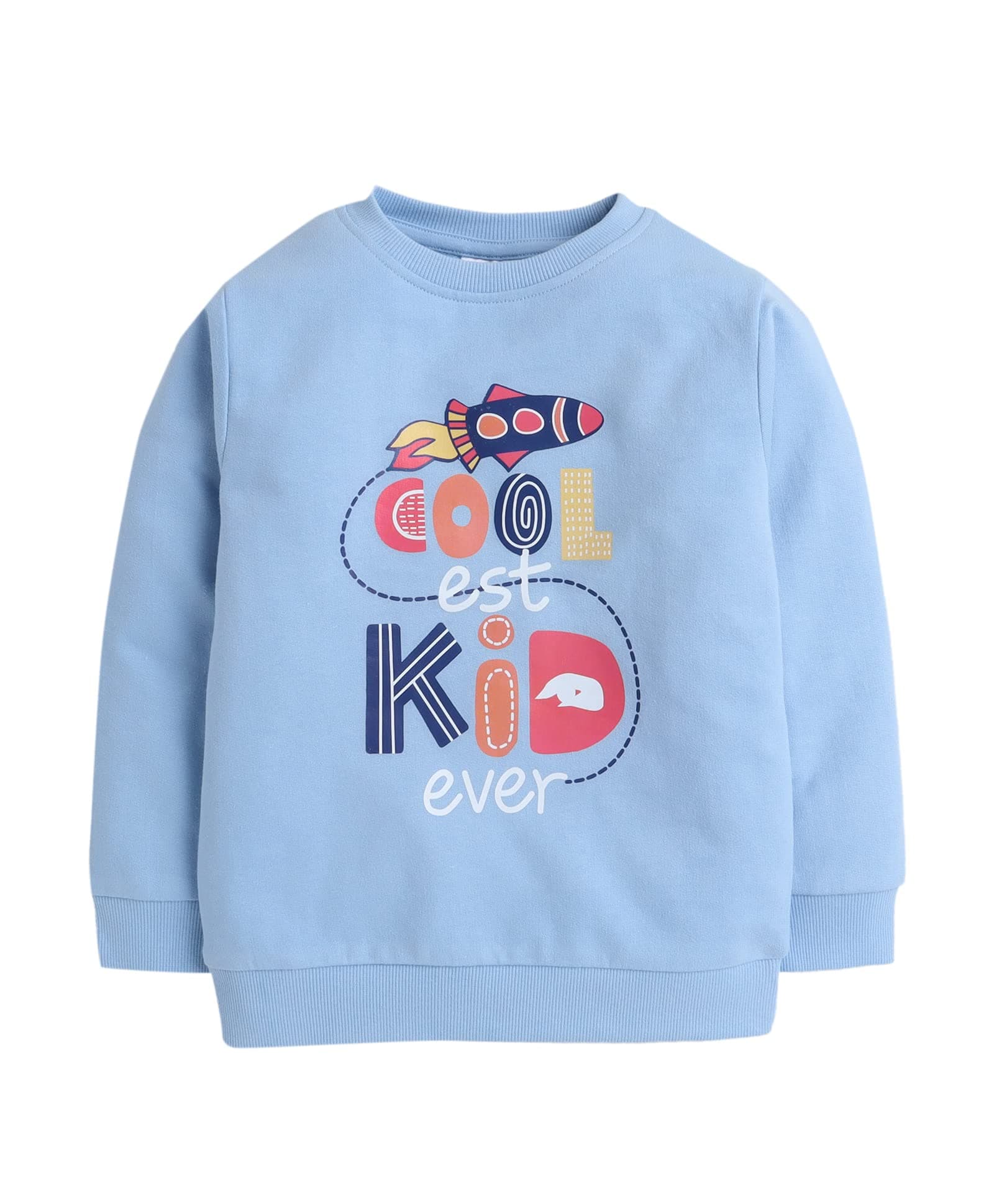 Minitatu Unisex-Baby Cotton Round Neck Sweatshirt (MT-3274D-AN_Sky Blue_6-12 Months)