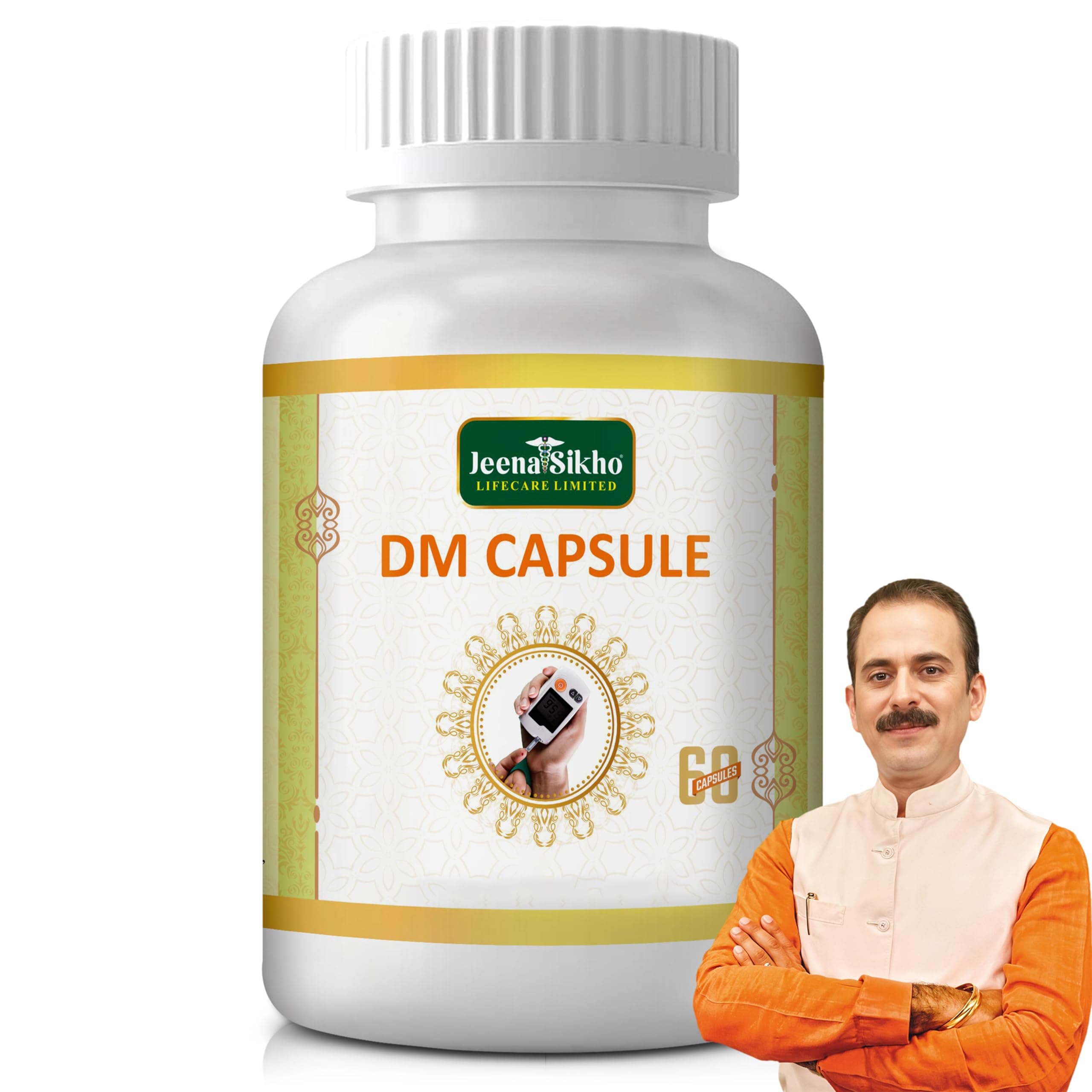 Jeena Sikho DM Capsules For Diabic Care | Herbal Capsules For Sugar | No Added Sugar or Harsh Additives | Contains Karela, Jamun | Improves Digestion And Wellbeing, 60 Capsules