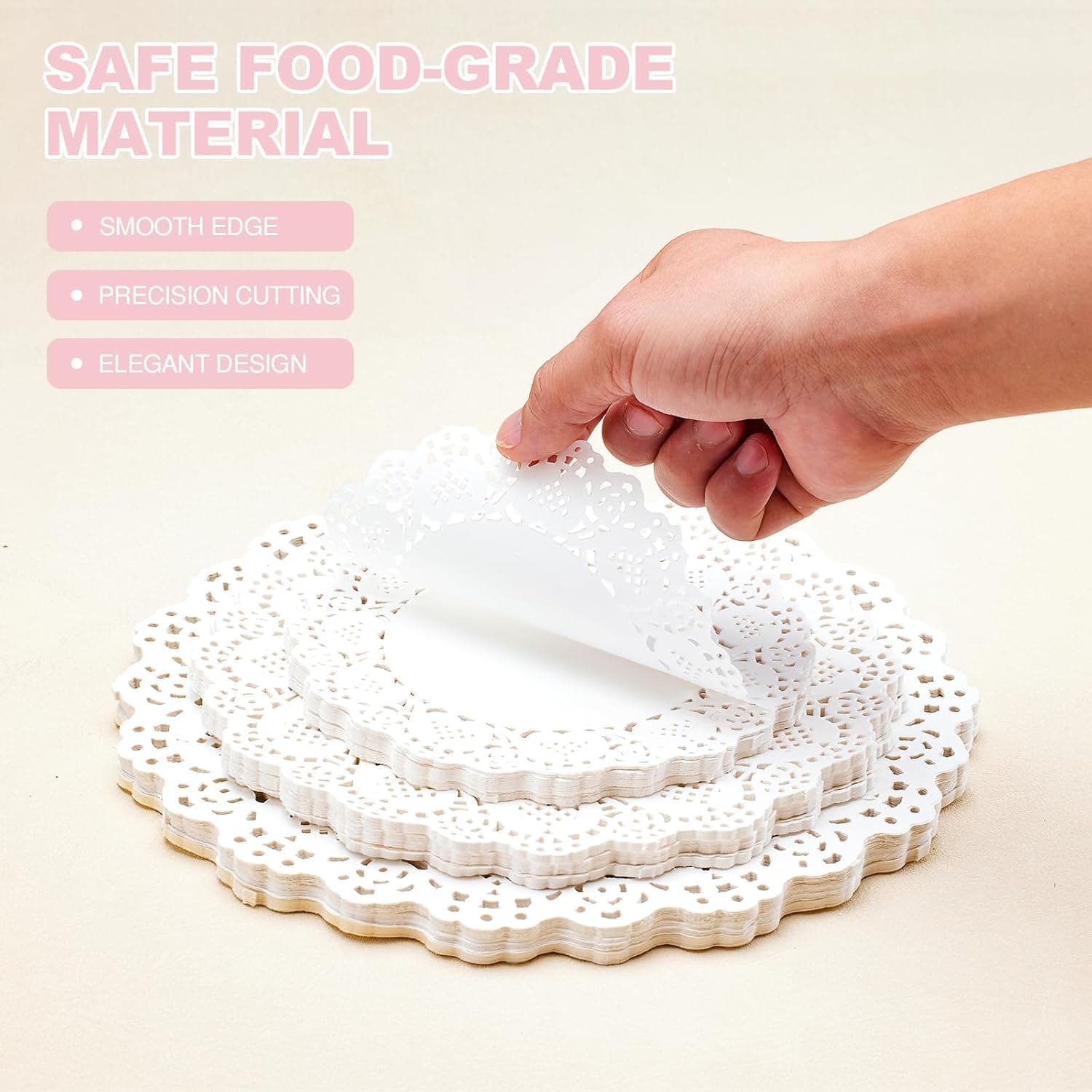 Home REPUBLIC-300 - DOLIES,3 Size Piece Round Decorative Paper Placemats Bulk for Cake, Desert, Wedding, Tableware Decoration - 100 Pieces of Each Size, 4.5-Inch, 5.5-Inch, 7.5-Inch, White