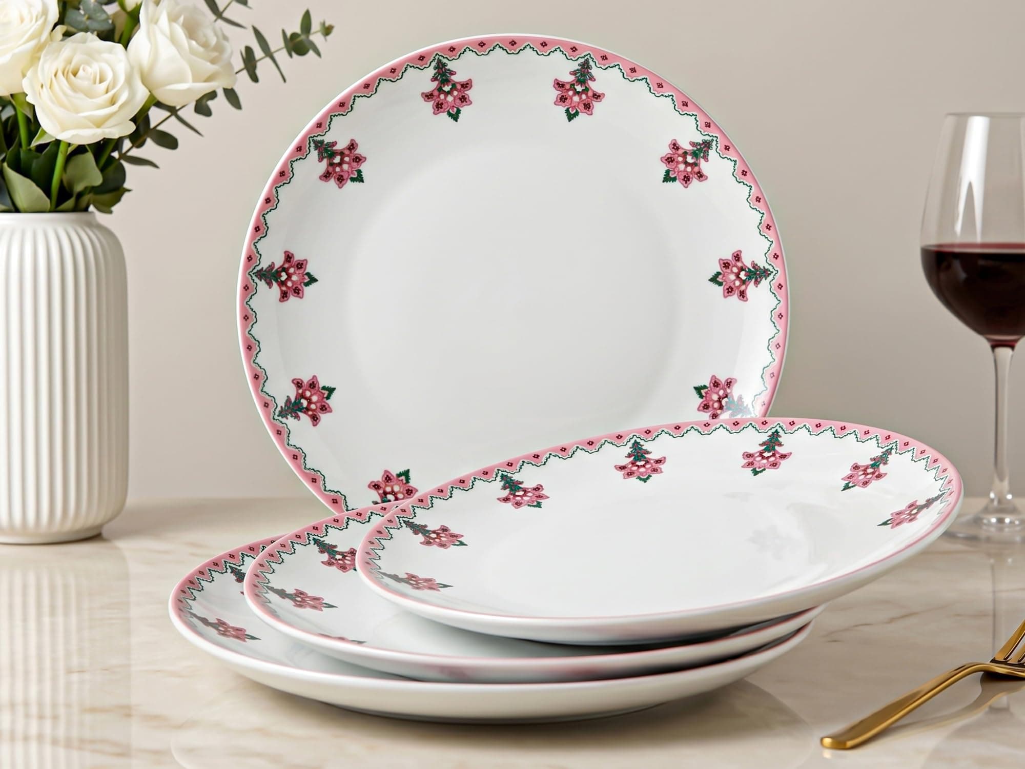 Bodhi House Premium Porcelain Dinner Plates Set of 4