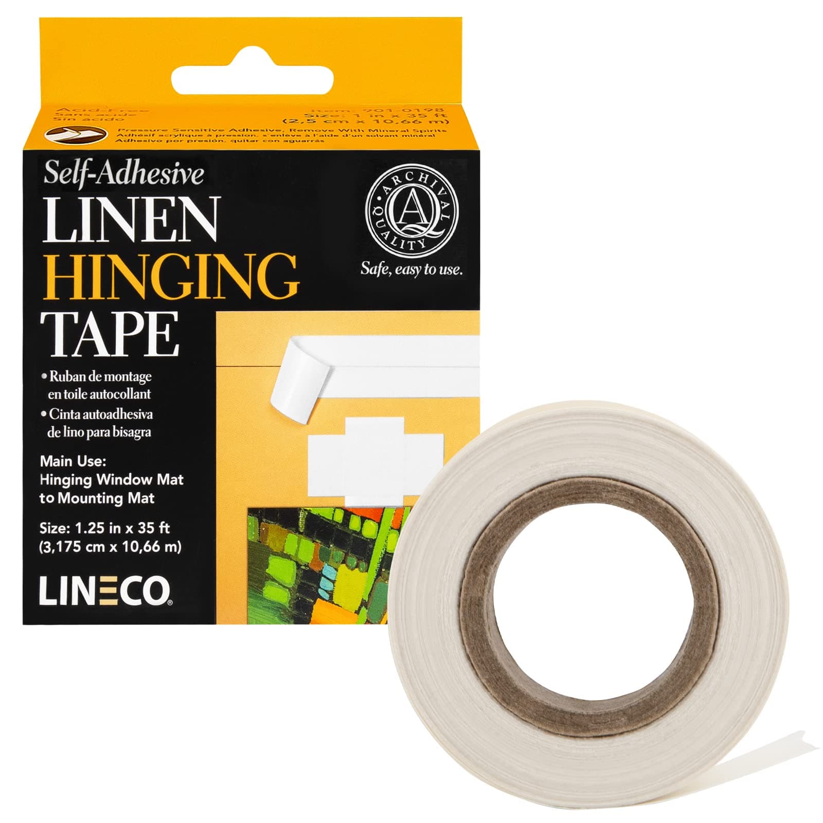 Lineco Self Adhesive Linen Hinging Tape 1.25 in. x 35 ft. white linen tape
