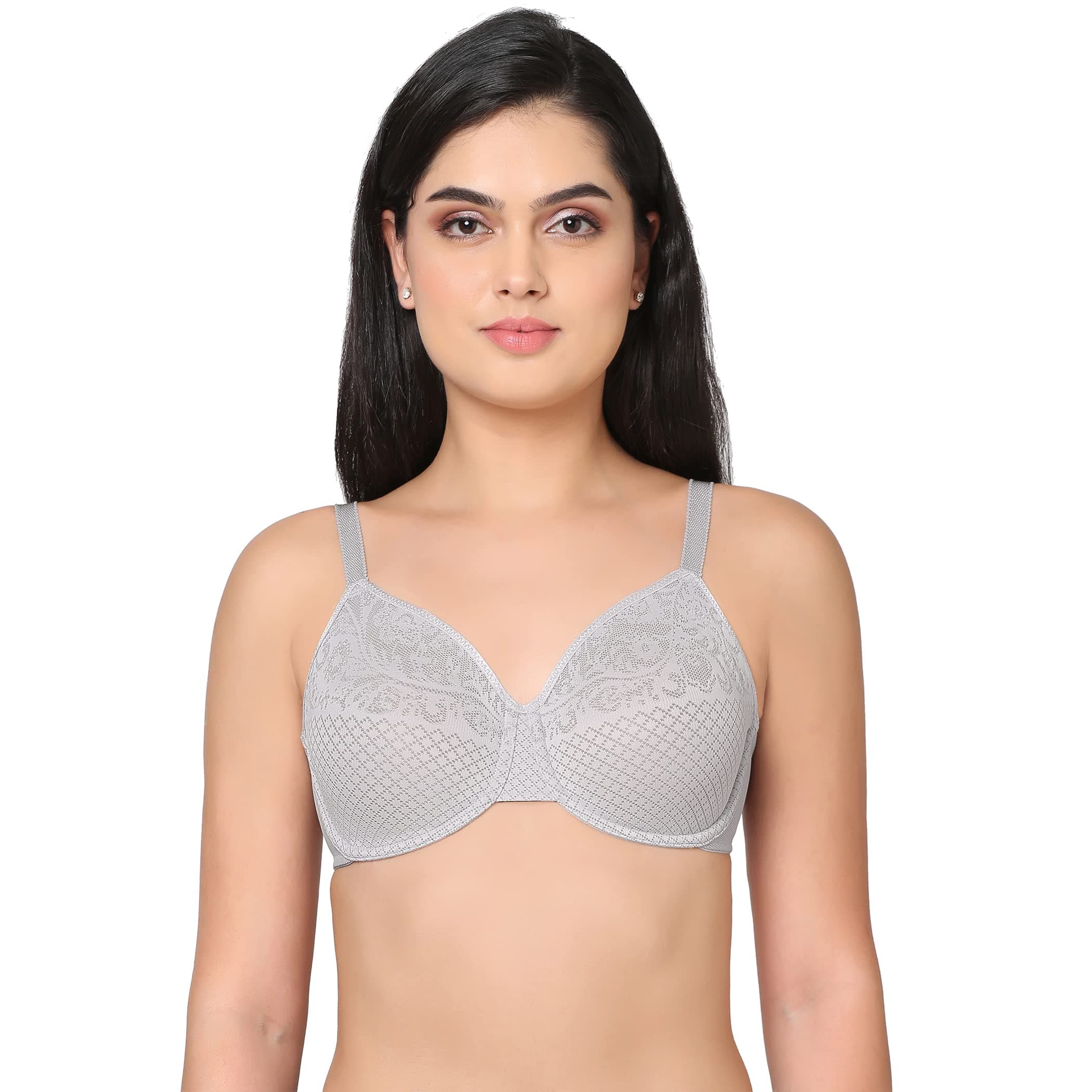 Wacoal Women’s Visual Effects | Non Padded | Wired |Full Cup| Everyday Wear | Plus Size | Full Support | Minimizer Bra - 857210Grey(36DDD)