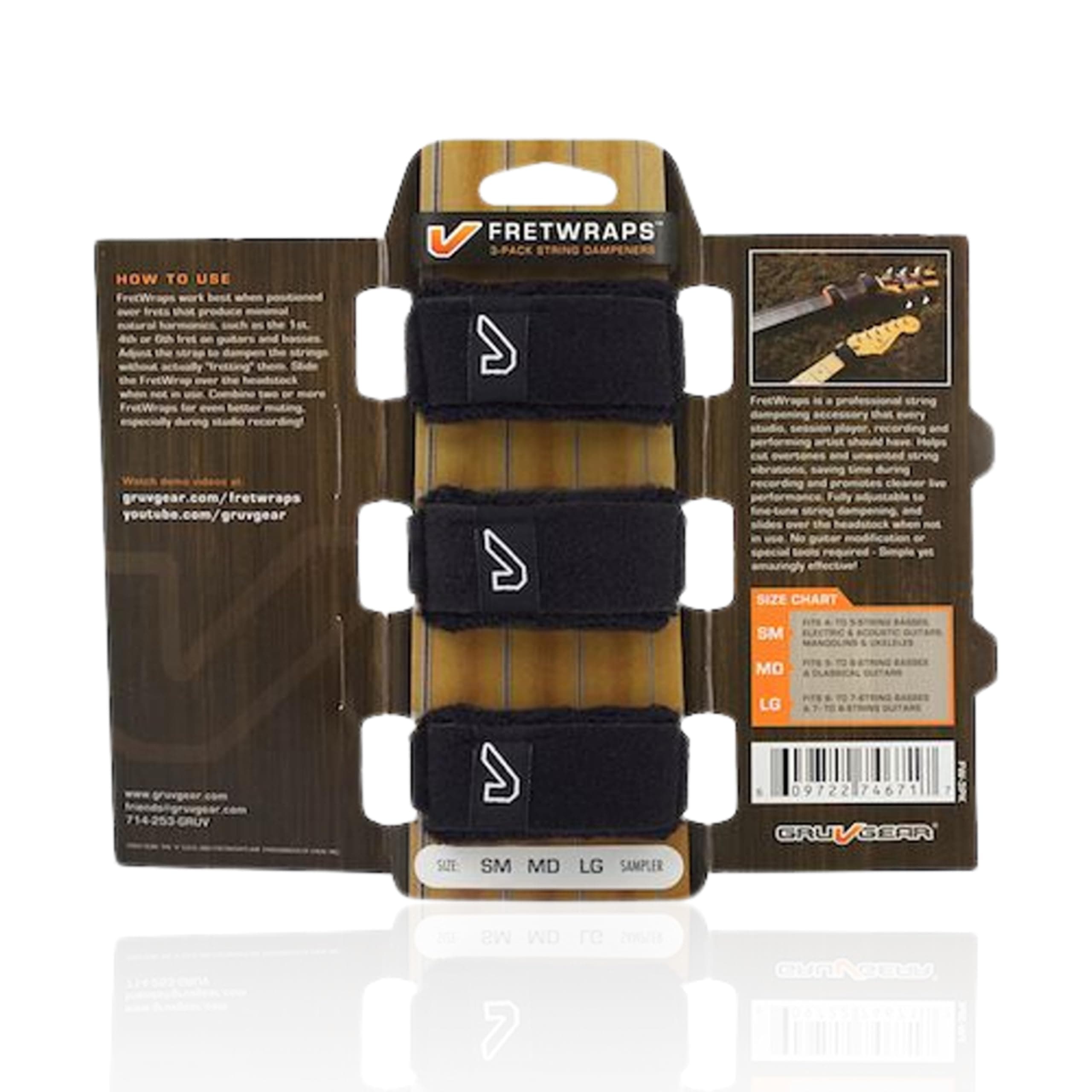 Gruv Gear FW-3PK-MD Medium FretWraps String Muters (Black, Pack of 3)