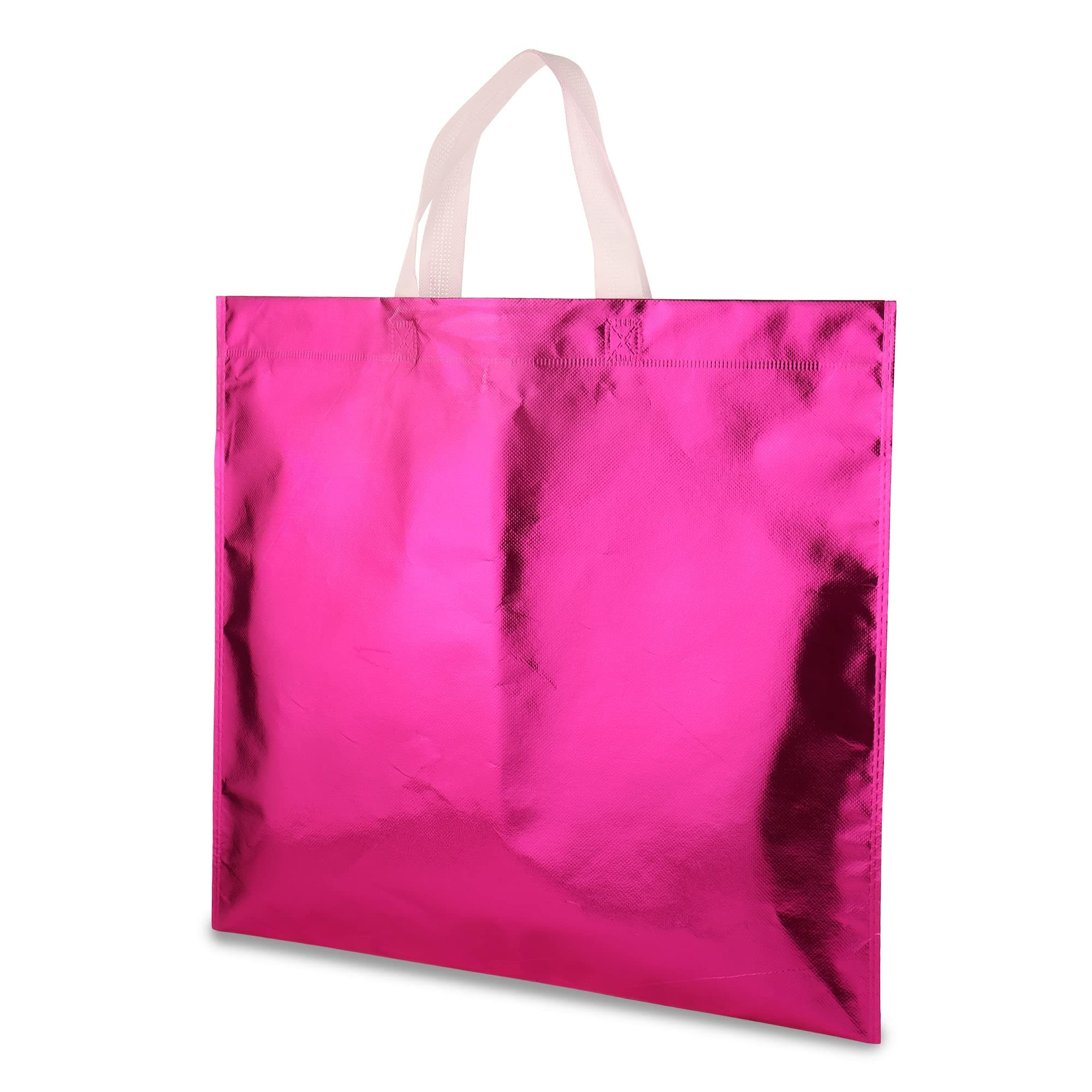 DOUBLE R BAGS Reusable Small Size Grocery Bag Shopping Bag with Handle, Non-Woven Gift Bag Goodies Bag Golden Carry Bag for Wedding Return Gifts (Purple, Pack of 12)