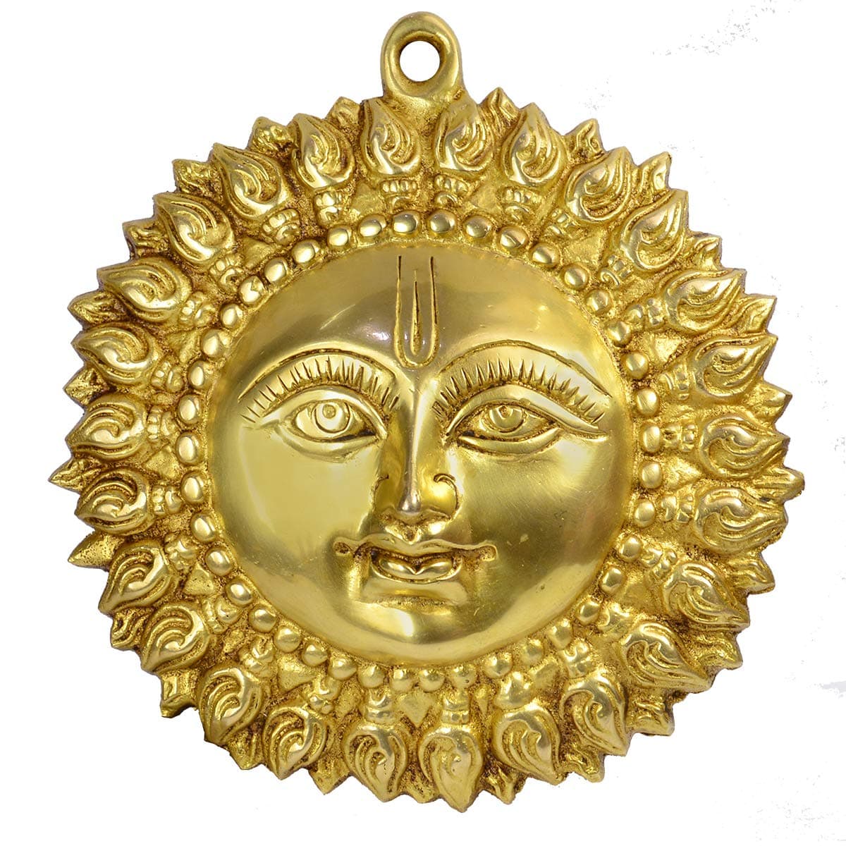 Reiki Crystal Products Brass Sun for vastu Surya Face Idol Puja Vastu Figurine Surya for Positivity for Home Enterance & Office Decor Big Size 15 cm (6 inch)