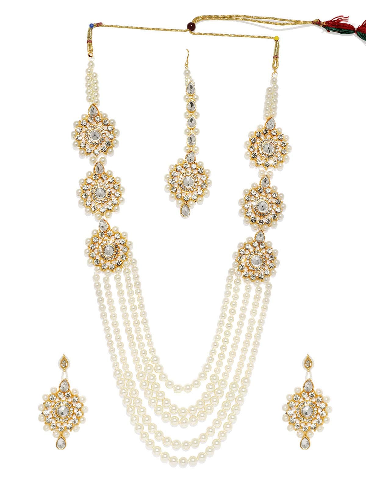 ZAVERI PEARLS Long Multi Layer Kundan & Pearl Necklace Set For Women-ZPFK7637