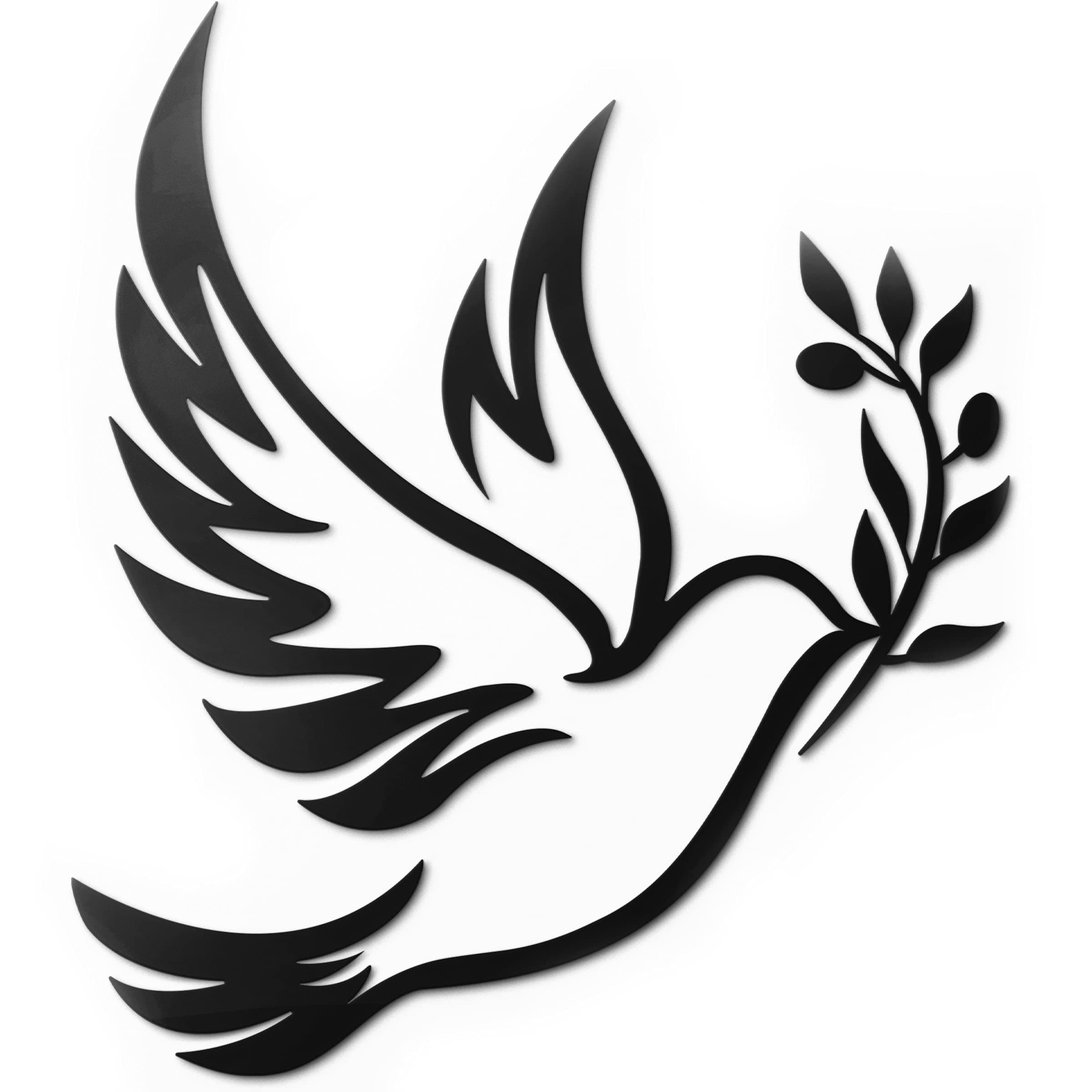 Vivegate Dove of Peace Olive Branch Metal Wall Art – 15” X 13” God is Good Olive Branches Peace Black Outline White Dove Metal Wall Decor