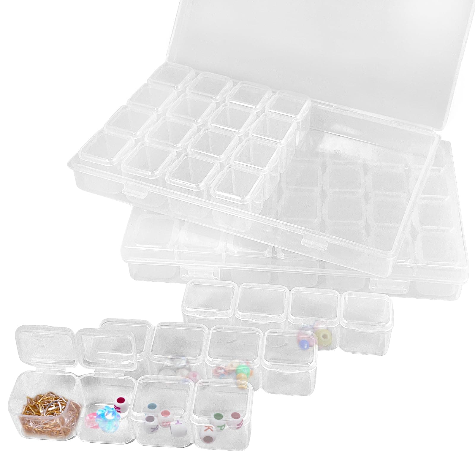 2 Pack 28 Girds Diamond Painting Storage Box - 6.89" X 4.13" Plastic Diamond Art Containers - Diamond Painting Organizer for Embroidery, DIY Art Craft, Jewelry, Earring, Nail Diamonds, Bead Storage