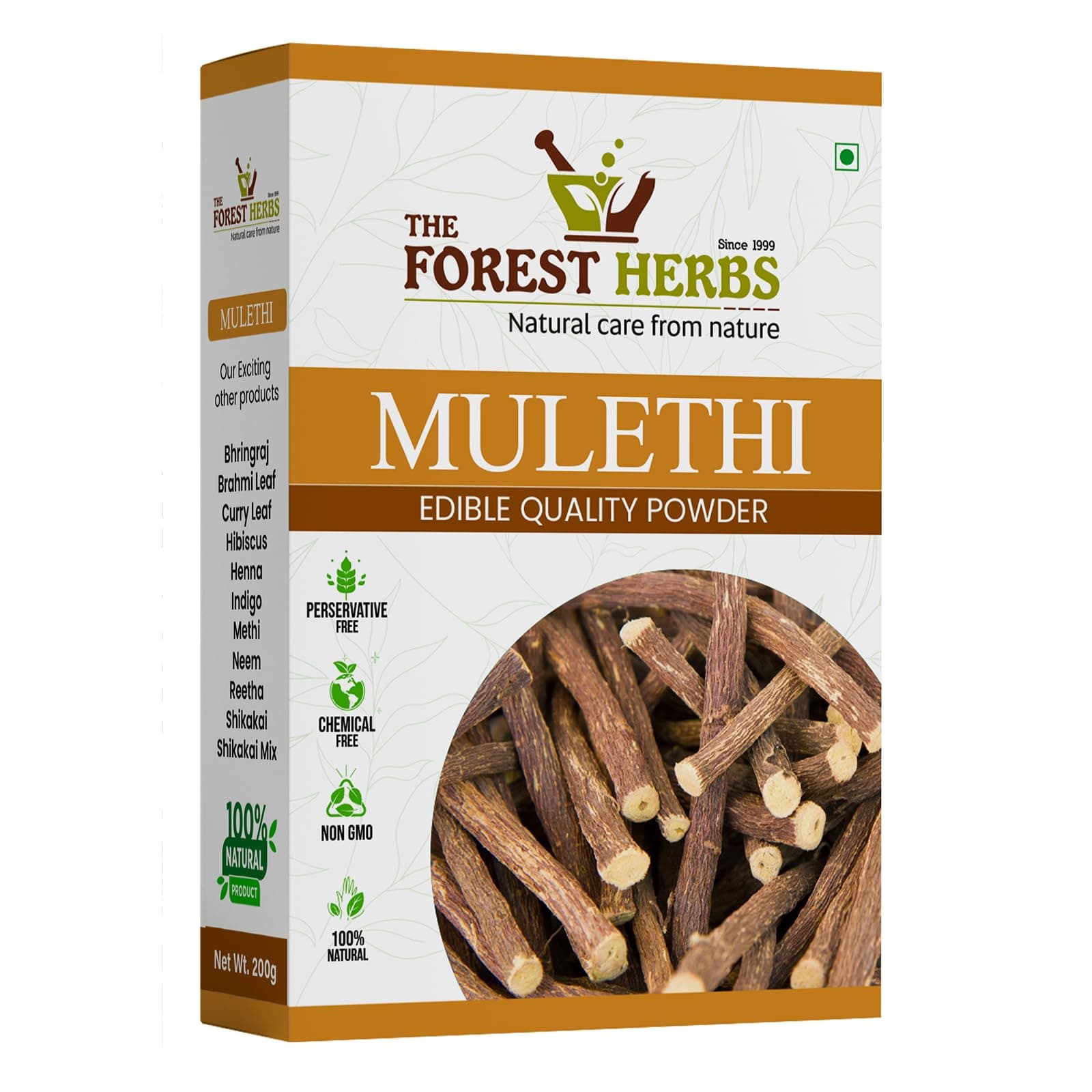 THE FOREST HERBS Natural care From Nature Mulethi Powder for Face Pigmentation | Edible Licorice | Fine Ground Licorice Powder for Face | Hair Care & Daily Consumption | 200g