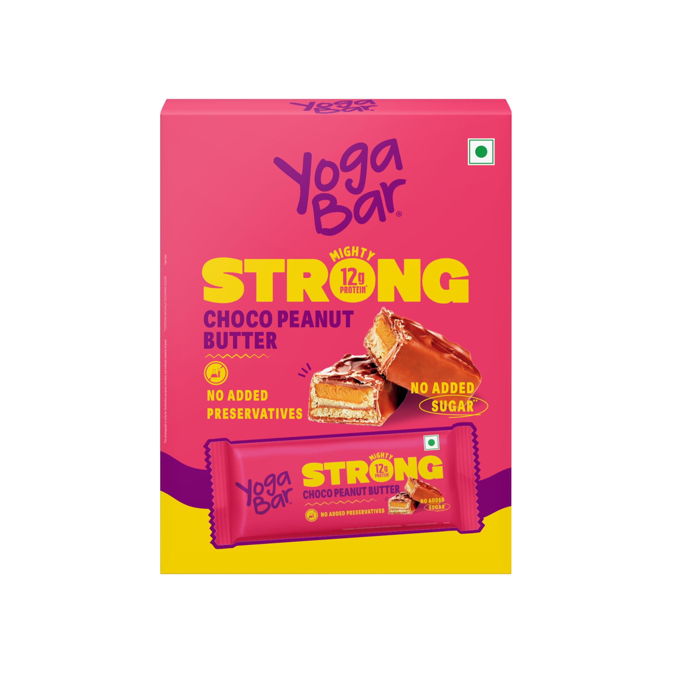Yogabar Strong Choco Peanut Butter Protein Bars(Pack of 6), 12g Protein, No Added Sugar, No Preservatives