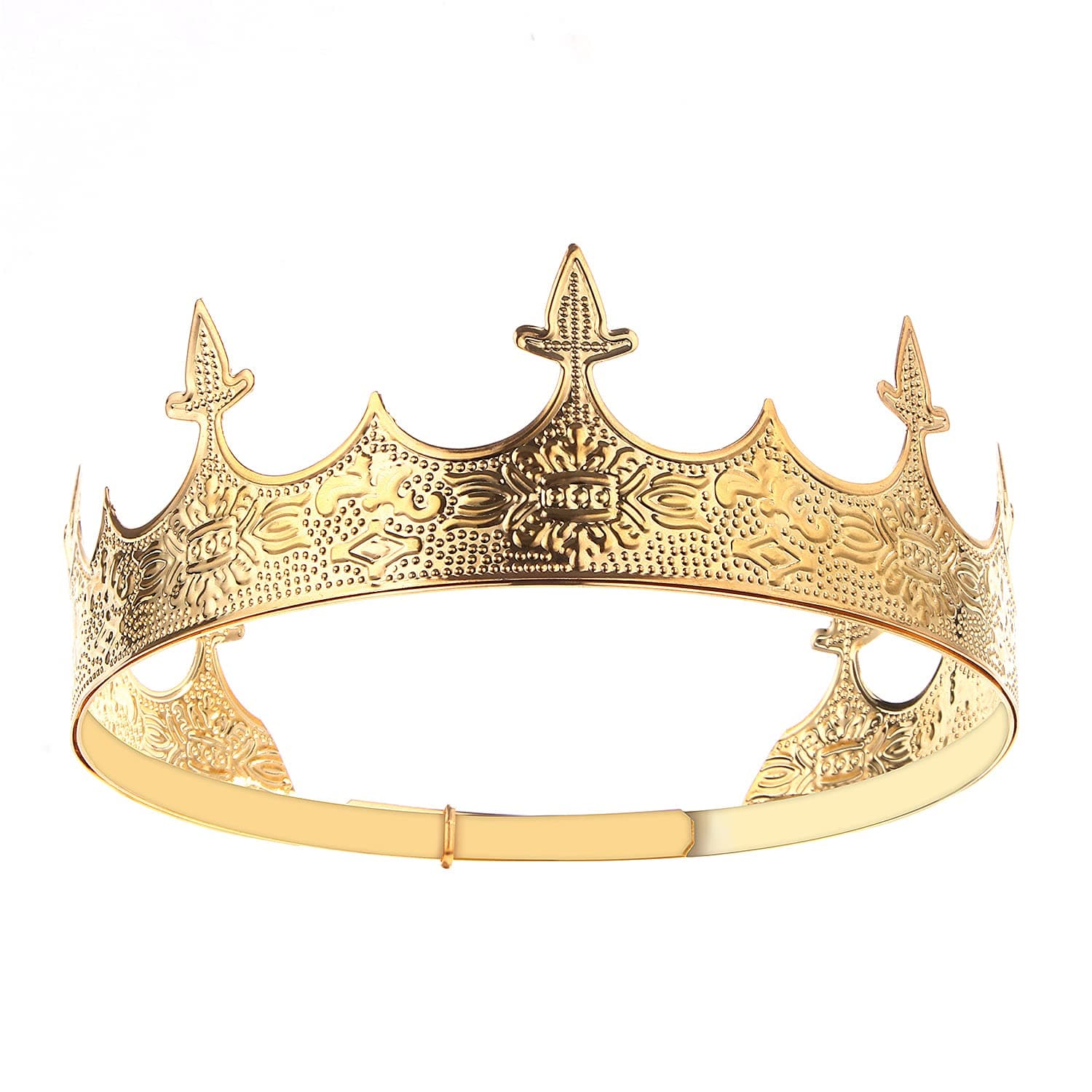 CROWN GUIDE Black King Crown for Men, Adjustable Medieval Gothic Tiara, Hair Accessory for Wedding Cosplay Birthday Prom, One Size, metal