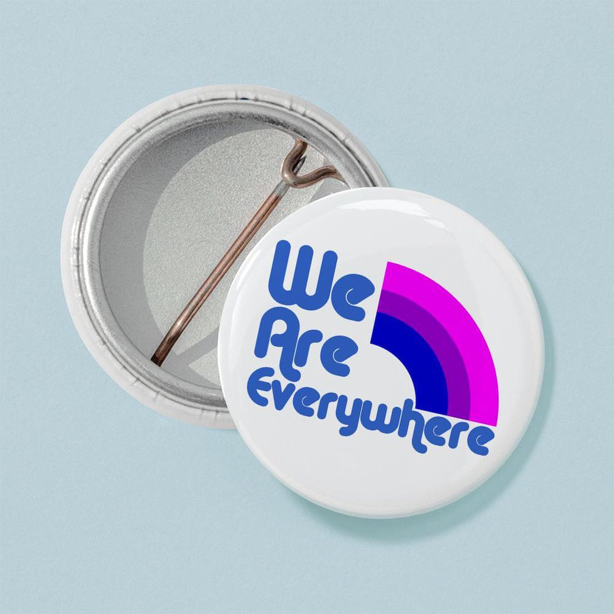 CafePress We Are Everywhere Bi Pride 1" Round Mini Button, White, One Size