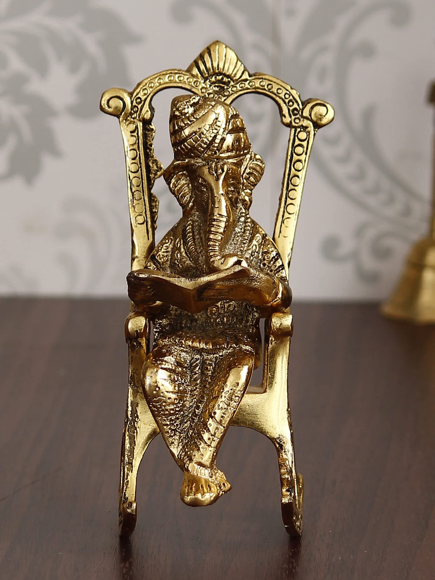 eCraftIndia Pagdi Metal Lord Ganesha on Round Base