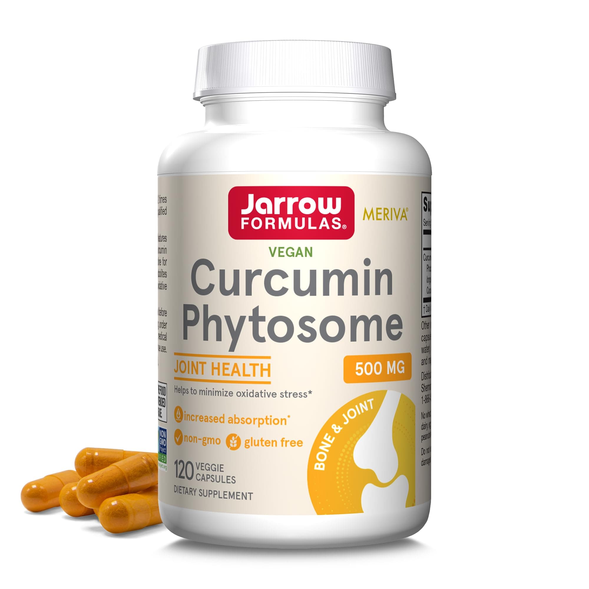 Jarrow Formulas Curcumin Phytosome (Meriva), Clinically Tested for Joint Health, 500 mg, 120 Veggie Caps