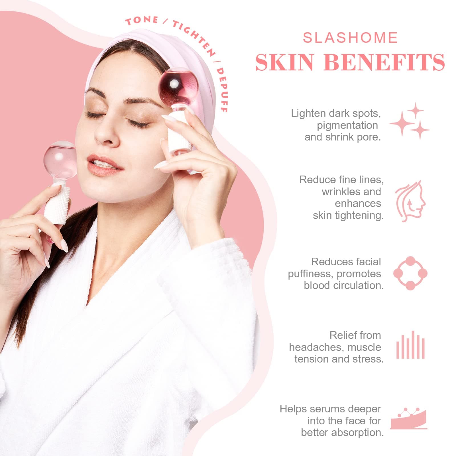 slashome Ice Globes for Facials, Ice Globes, Facial Globes, Gacial Ice Globes, Cooling Globes, Massager for Face Neck & Eyes, Daily Beauty, Tighten Skin, Anti Ageing, Reduce Puffy and Wrinkle
