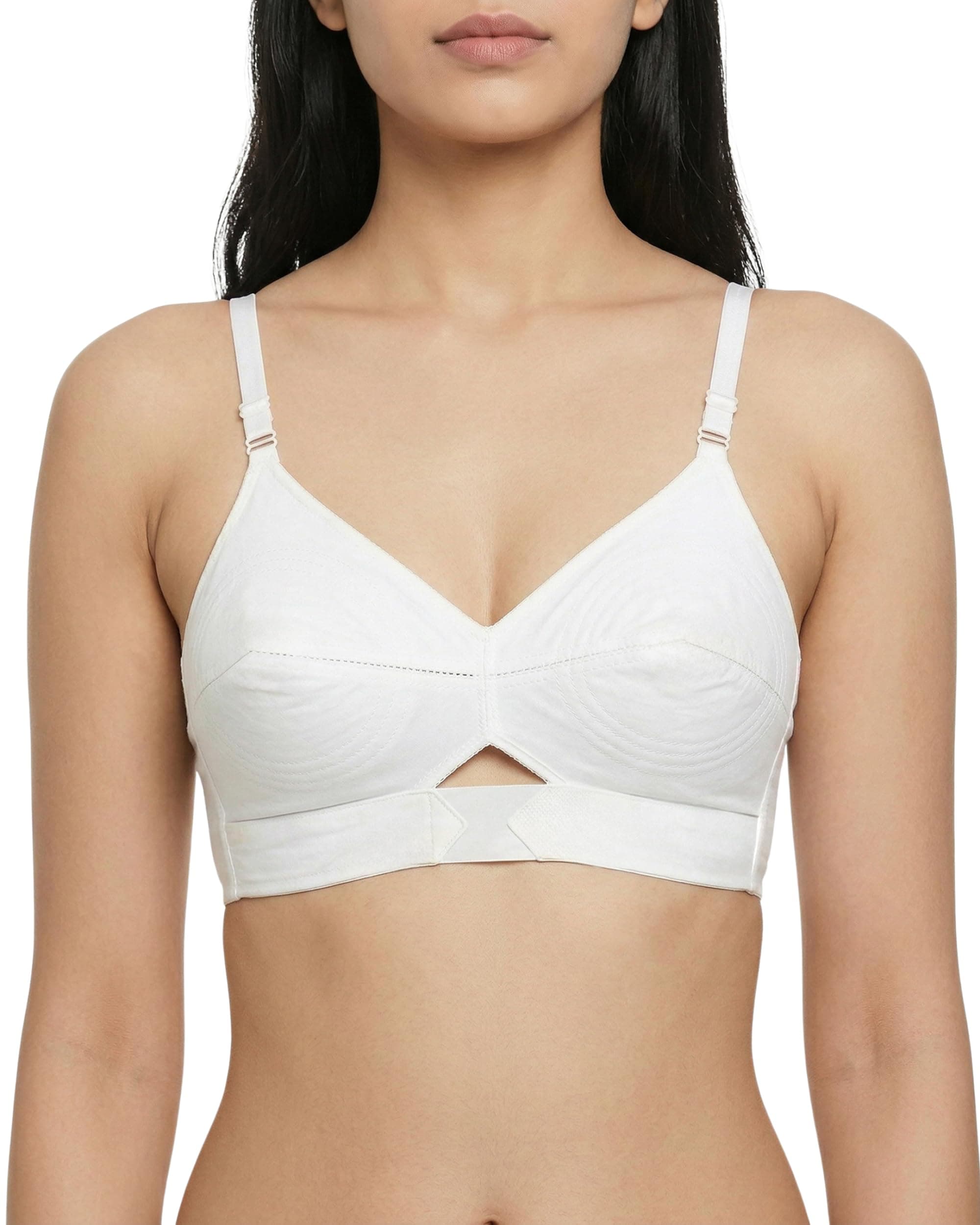Brida Kavya Xtra Soft Cotton Round Stitch Bra for Women | Full Coverage | Non-Padded | Wireless | Double Layer Support | Heavy Bust | Combo Pack | Colours May Vary (White,42,D)