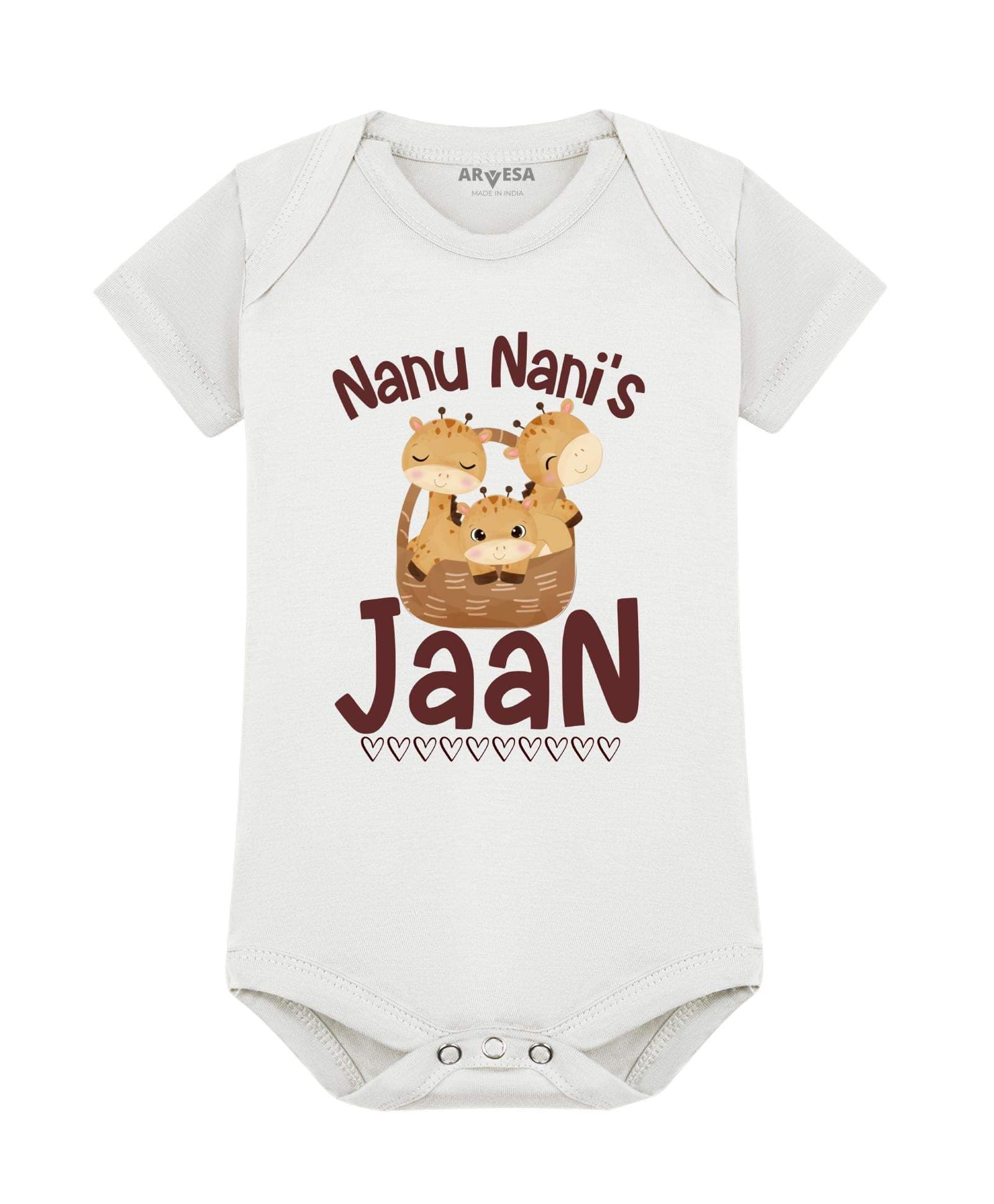 ARVESA Baby Romper Nana Nani Theme for Baby Boy and Baby Girl Cotton 0–12 Months Design No 1258 - Nanu Nani'S Jaan