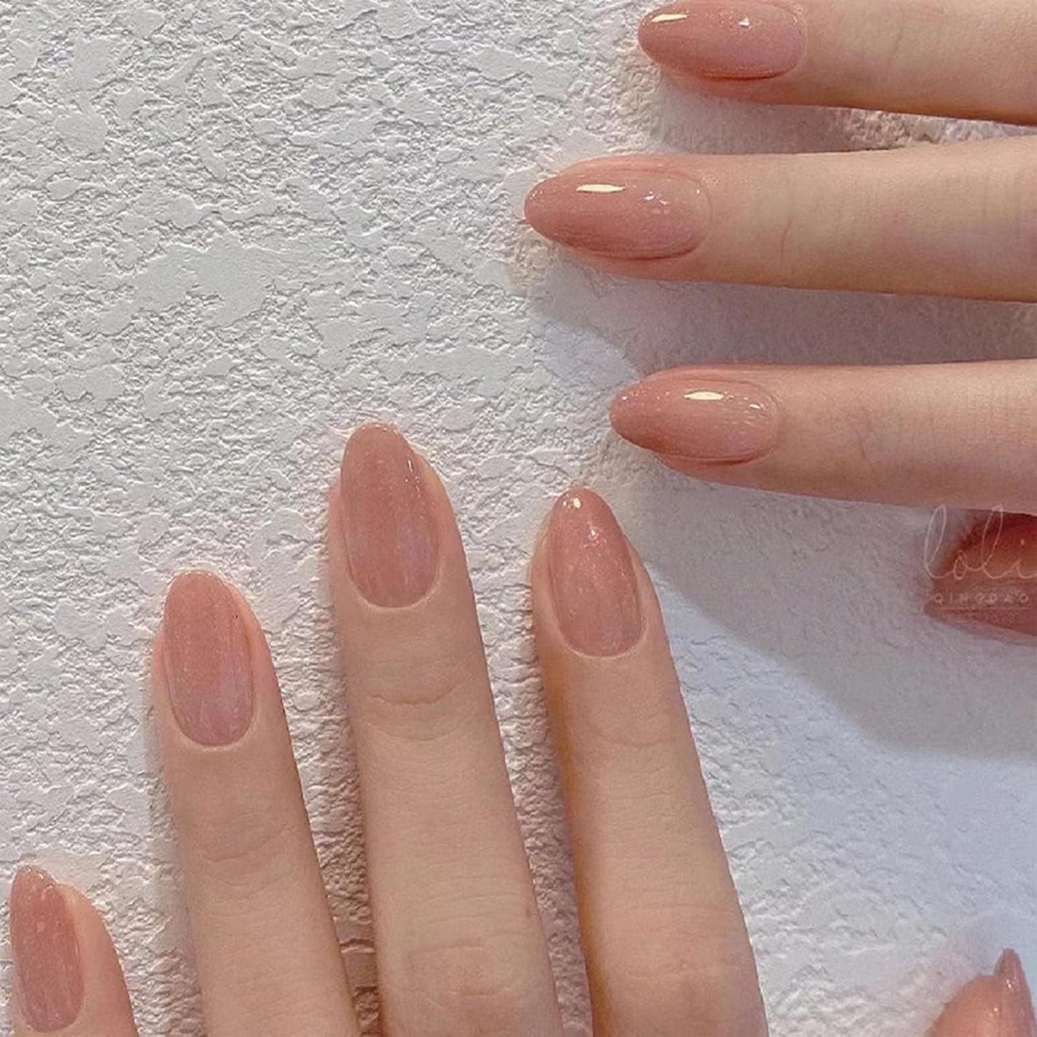 Kriga 24 Reusable Artificial Fake Nail Set| Honey Peach Light Dark Short Rounded Oval Shape Glossy Press On Nails| Lightweight & Long Lasting| Quick Fix For Festivals & Special Occasions