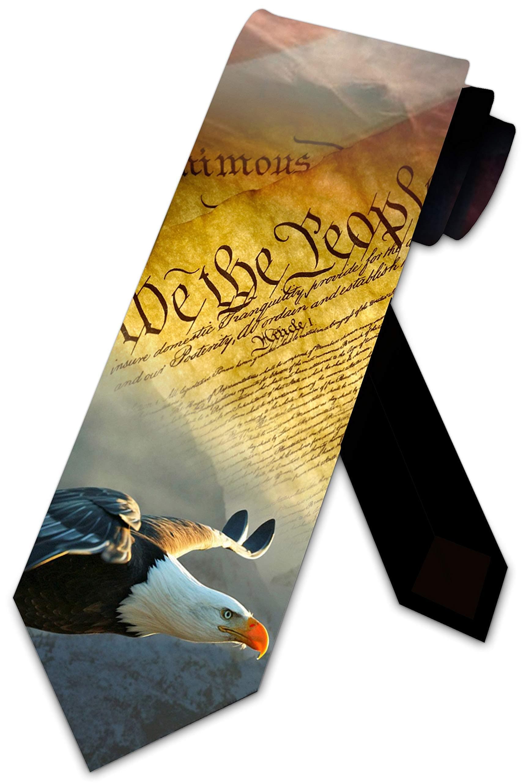 Three Rooker Patriotic Ties Mens American Flag Necktie, Black, One Size, Black, One Size