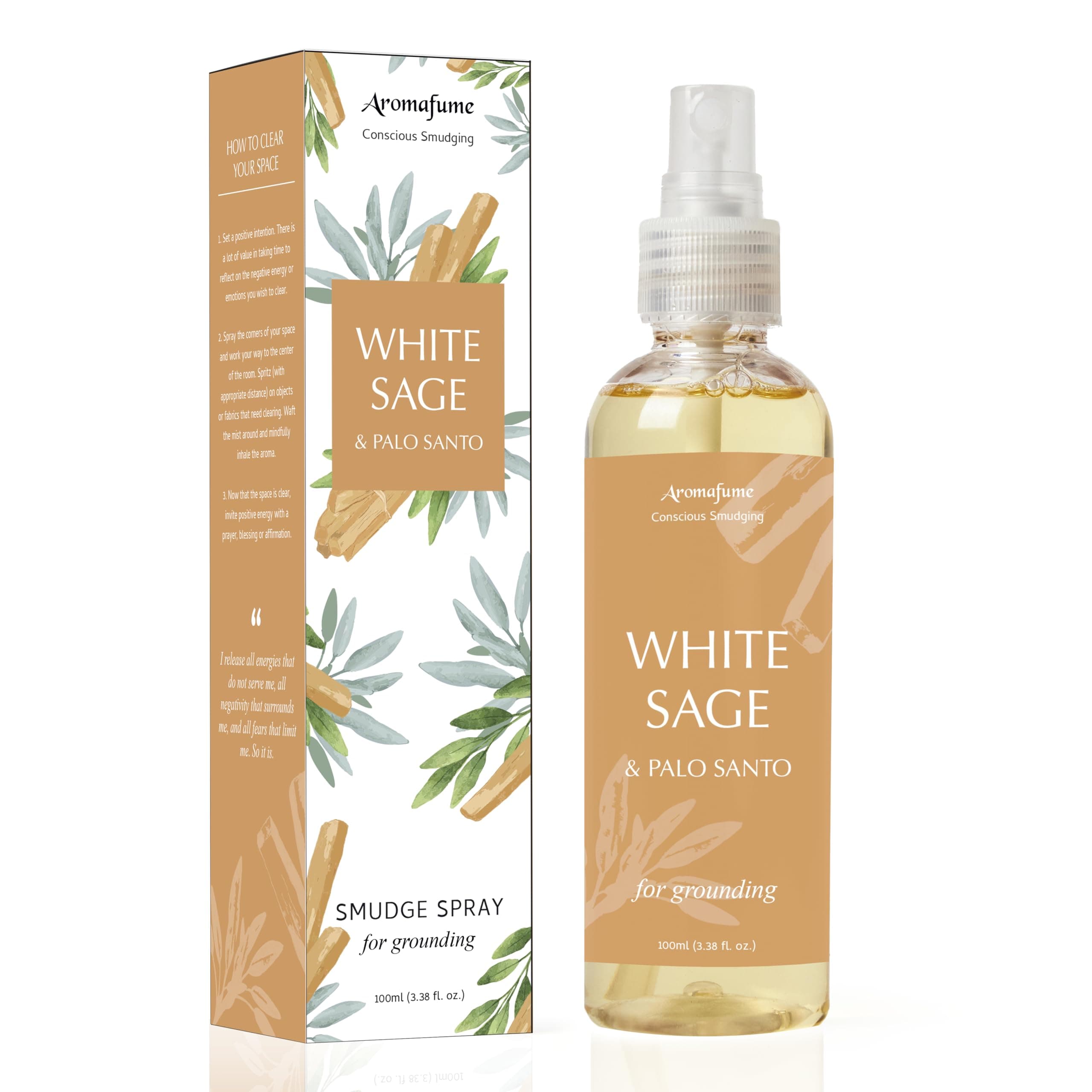 White Sage and Palo Santo Smudge Spray for Spiritual Cleansing, Aromafume