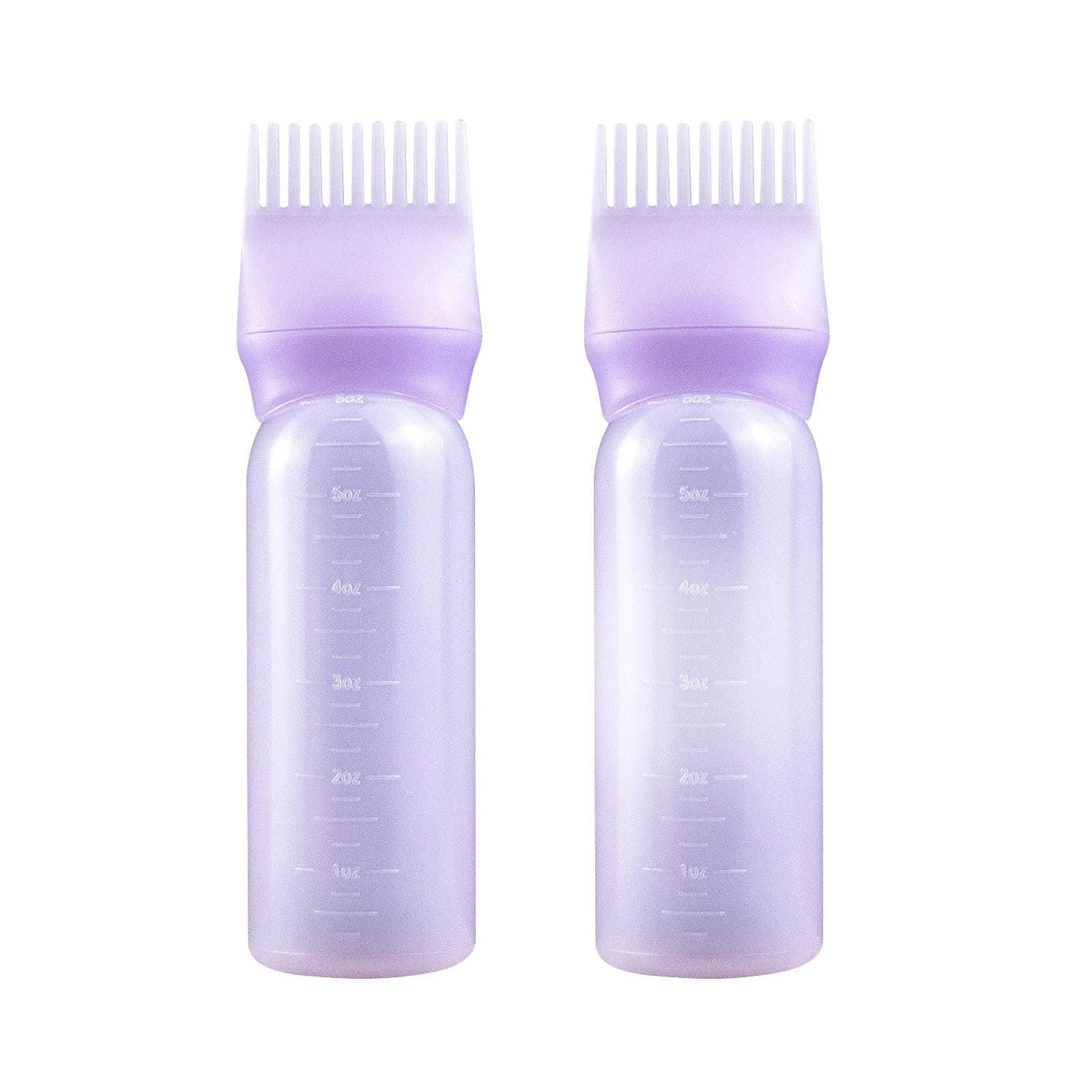 Root Comb Applicator Bottle, 6 Ounce, Hair Oil Applicator, Oil Applicator for Hair Dye, Oil Bottles for Hair, Scalp Oil Applicator, Hair Oiling Applicator with Graduated Scale, 2 Pack, Purple