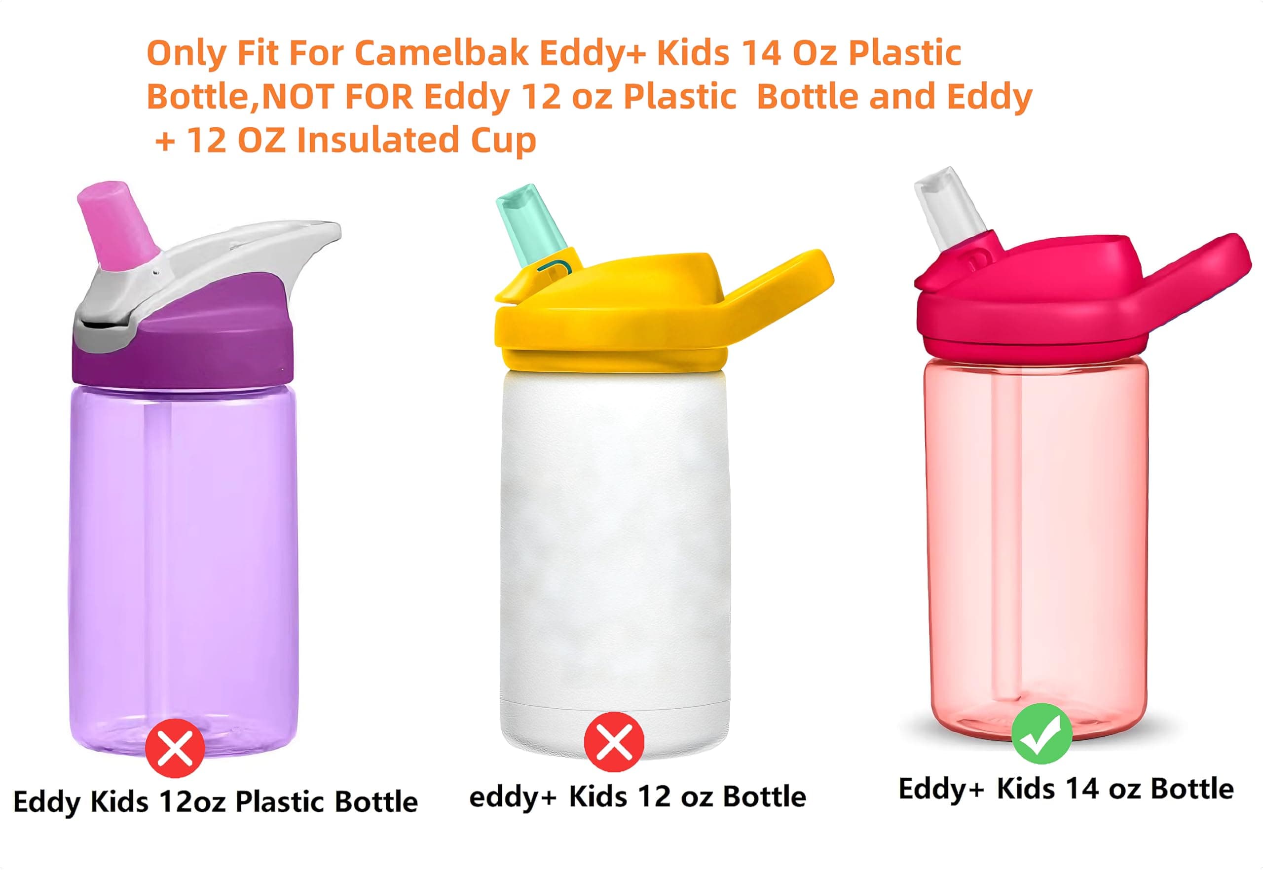 Straws Replacement for CamelBak eddy+14 oz Kids Water Bottle,CamelBak Eddy+ Straw Replacements,Accessories Set Include 4 BPA-FREE Straws and 1 Straw Cleaning Brush(14OZ)