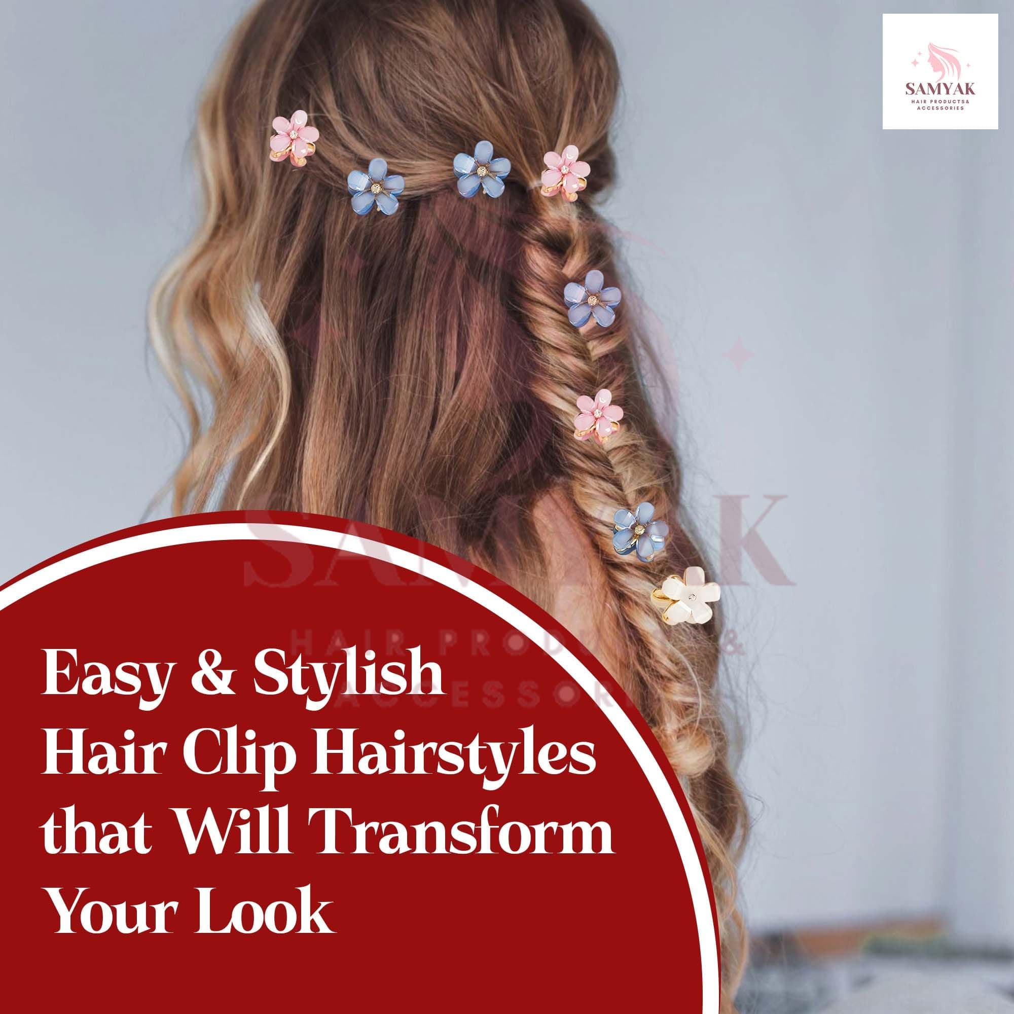 Samyak 12 Pcs Hair Clips Set | Cute Mini Studded Hair Claws Trendy Hair Barrettes For Girls Women | Trendy Hair Clutch Combo Fashion Hair Accessories
