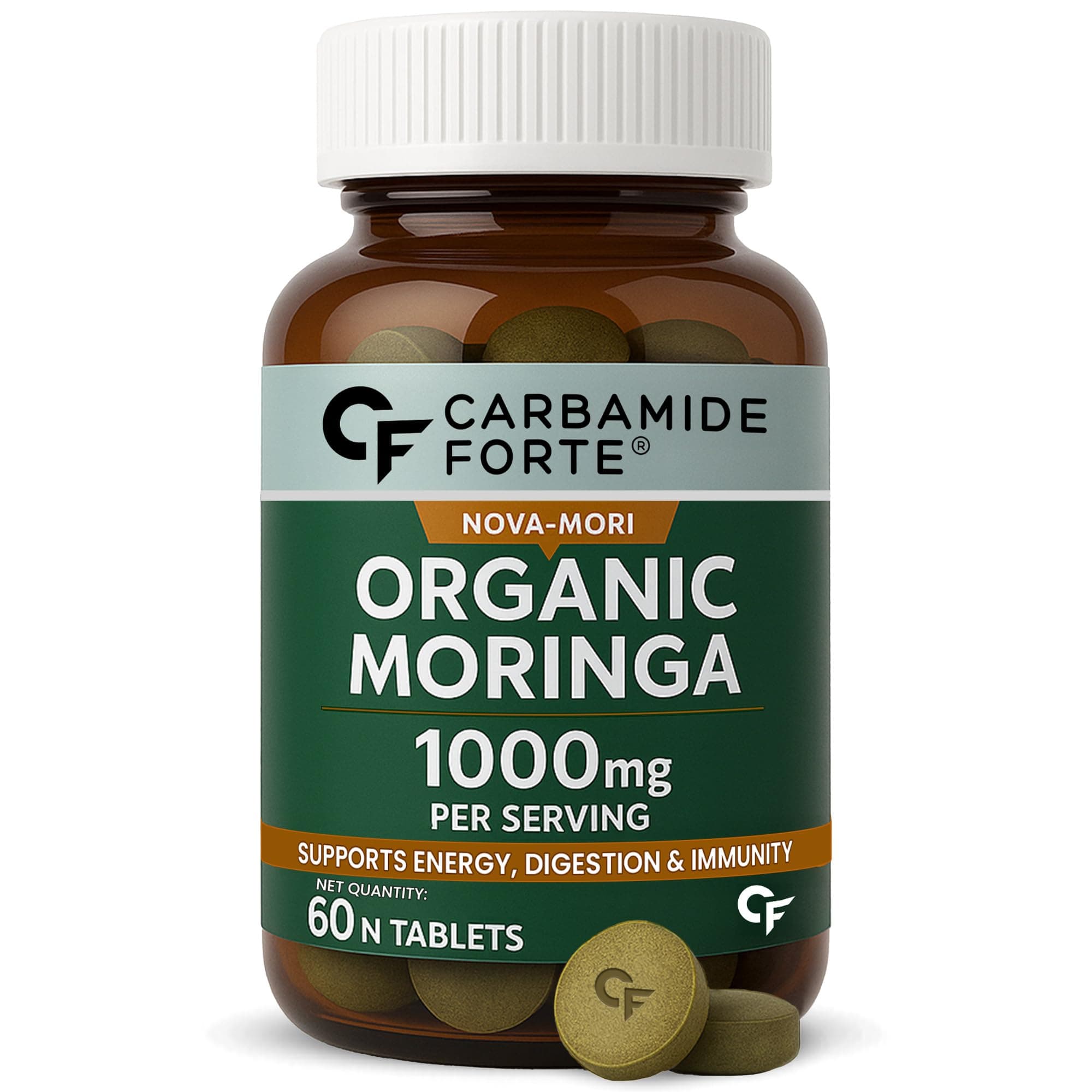 Carbamide Forte Organic Moringa Tablet 1000mg with Chromium Picolinate | Moringa Tablet for Weight Loss, Immunity, Digestion & Energy | 60 Tablets