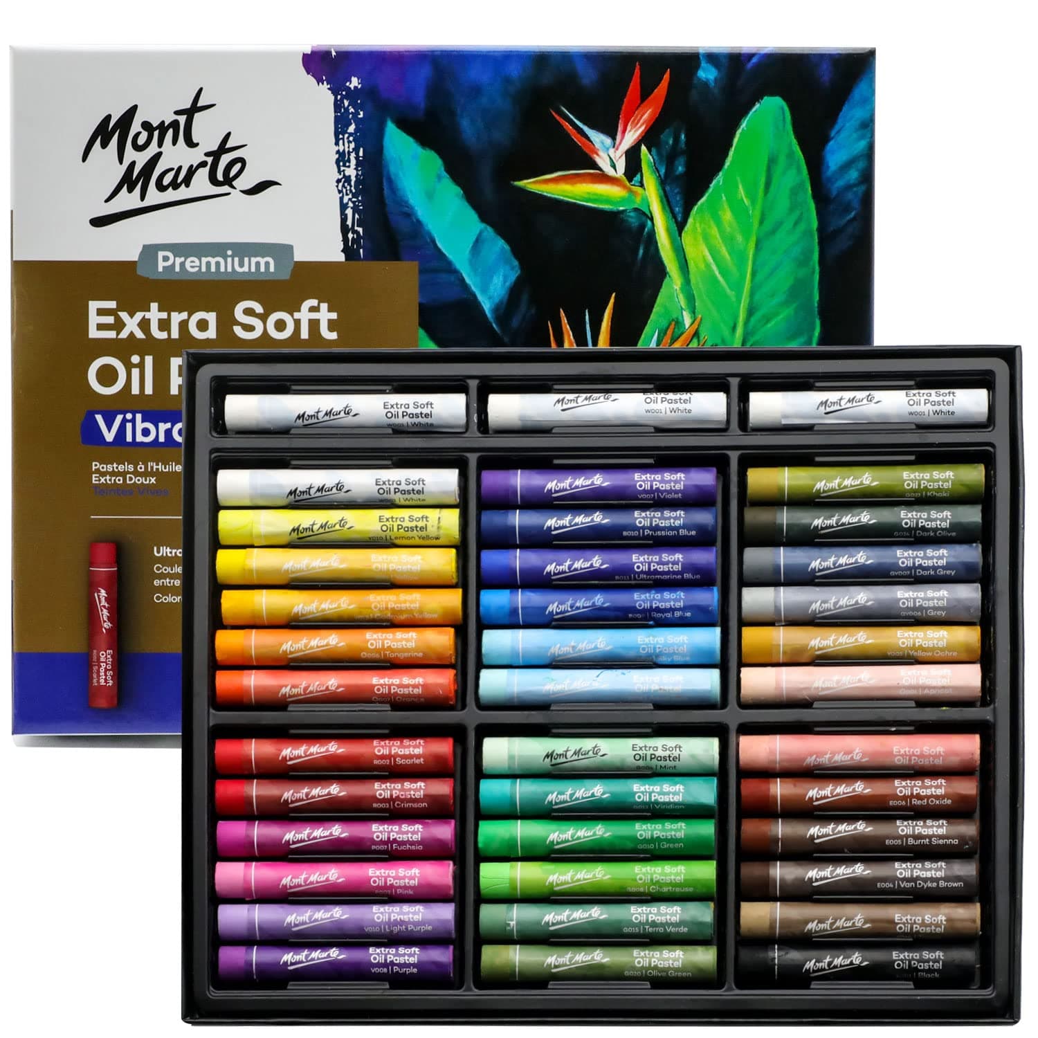 Mont Marte Extra Soft Oil Pastels 39pc, Assorted Bright Colors, Vibrant and Buttery, Versatile Art Pastels for Blending, Layering & Shading, Ideal for Art, Craft, Coloring and Sketching