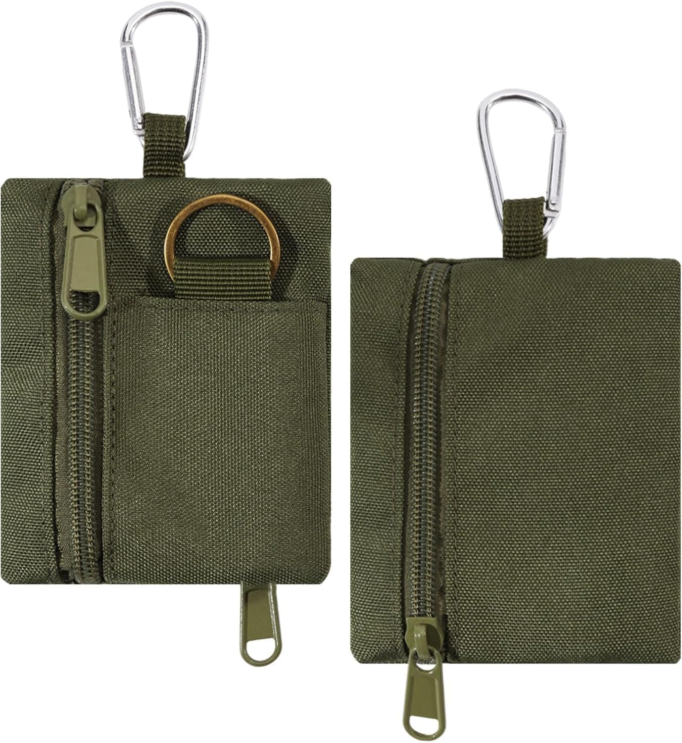 Proberos® Tactical Mini Zipper Pouch, 1Pcs, Nylon EDC Coin Purse with Carabiner Clip for Keys, Cards, Cash and Small Tools, 10x9cm