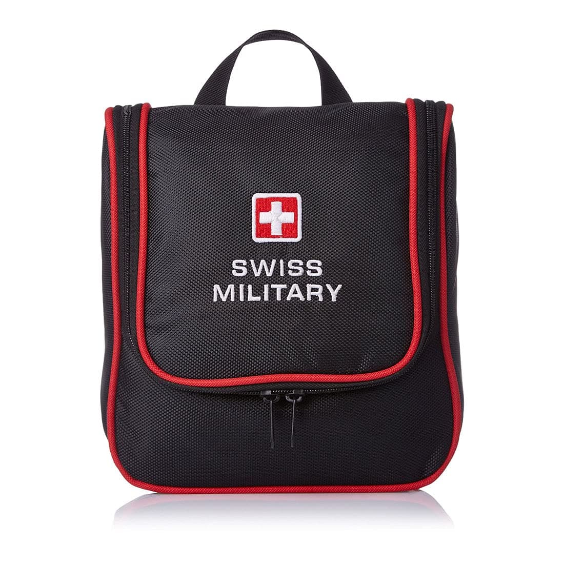 Swiss Military Toiletry Bag for Men and Women, Travel Organizer Pouch, Water-Resistant Polyester, Multiple Compartments with Quick-Access Pocket, Durable Zippers, Lightweight 3L Capacity, Black