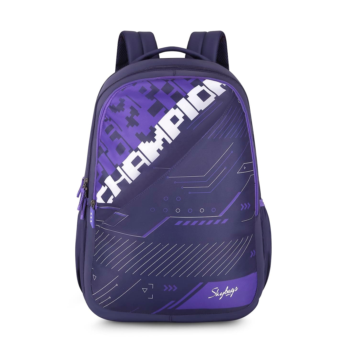 Skybags Flow Casual Backpack 37.5L, 3 Main Compartments, Bottle Pocket, Front Pocket, Padded Shoulder Straps with Rain Cover - Black