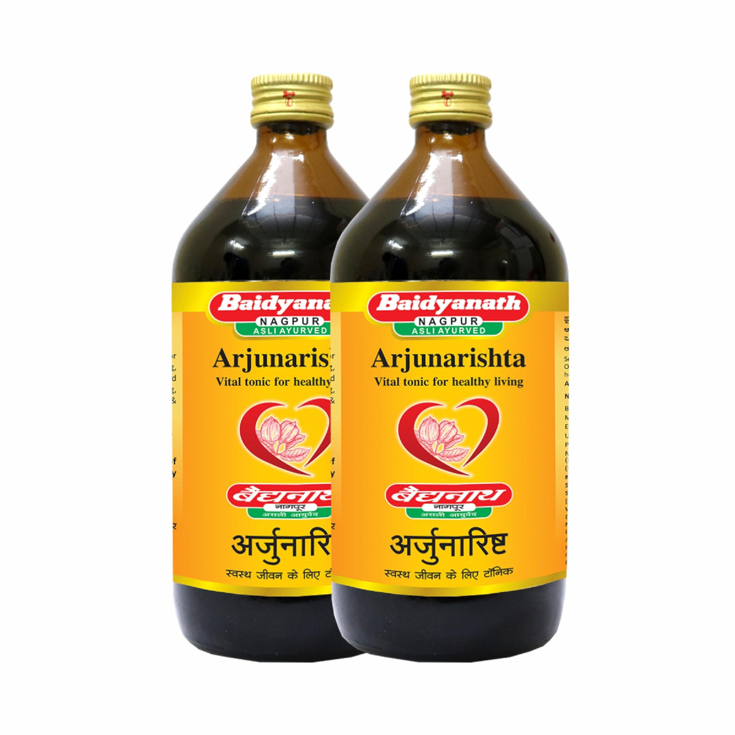 Baidyanath Asli Ayurved Arjunarishta 450ml (Pack of 2) - Herbal Tonic for Healthy Heart, Digestion, and Cardiac Function Support