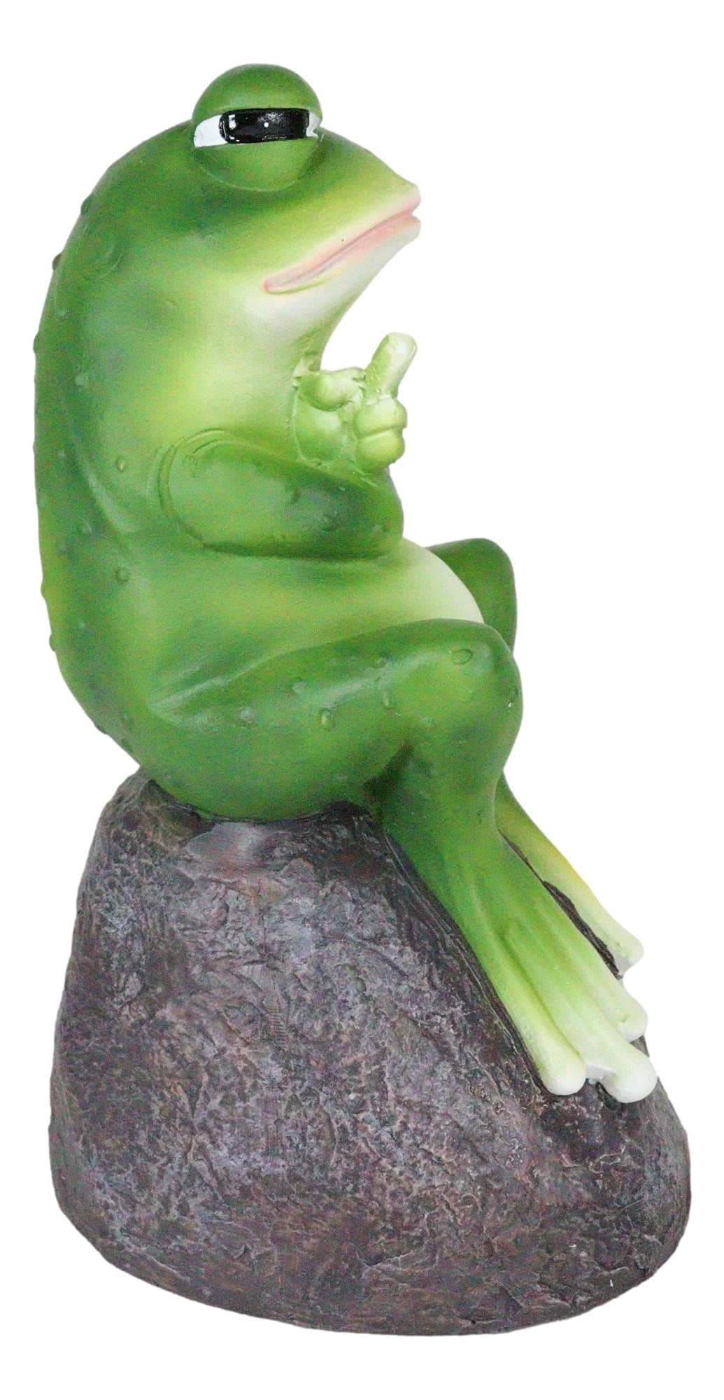 Ebros Hop Off! Rude Feisty Toad Frog Flipping The Bird Finger On Landscape Rock Statue Amphibian Toads Frogs Pond Swamp Rainforest Animal Decorative Sculpture