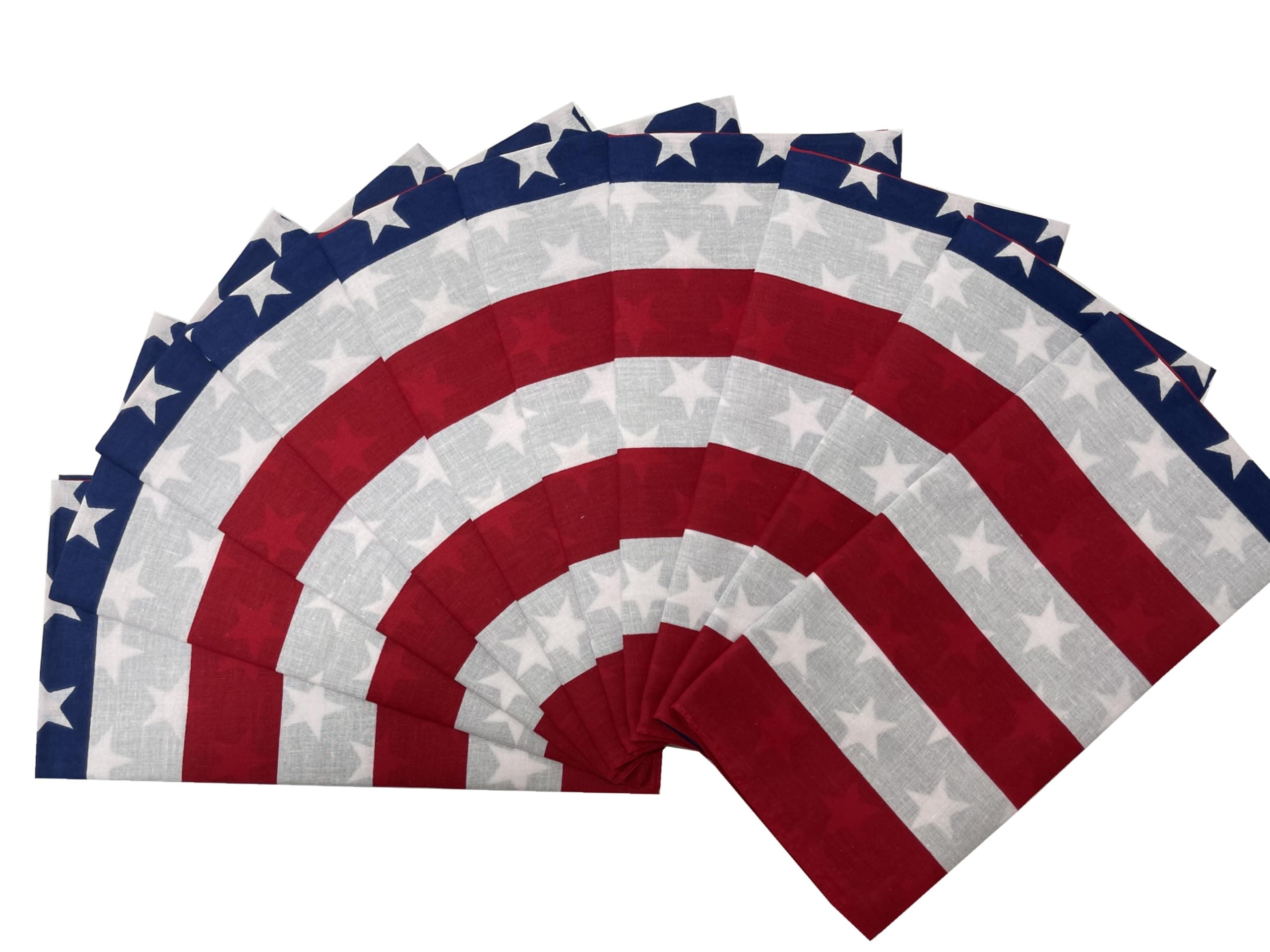Vamqor 100% Cotton 10 Pack Fine Bandanas, Us Flag, Large