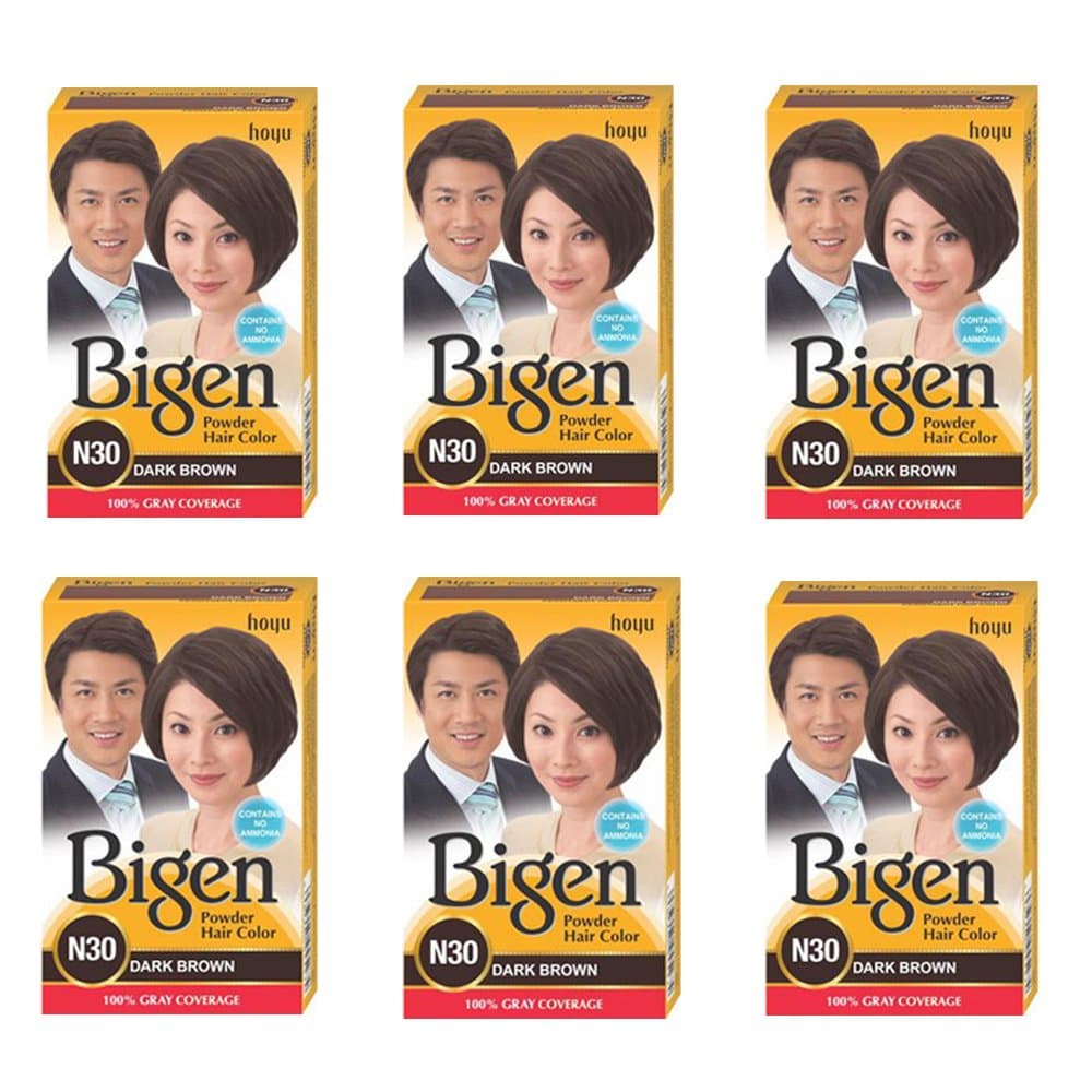 Bigen Powder Hair Color, Dark Brown N30 - Pack of 6 (Combo Set)