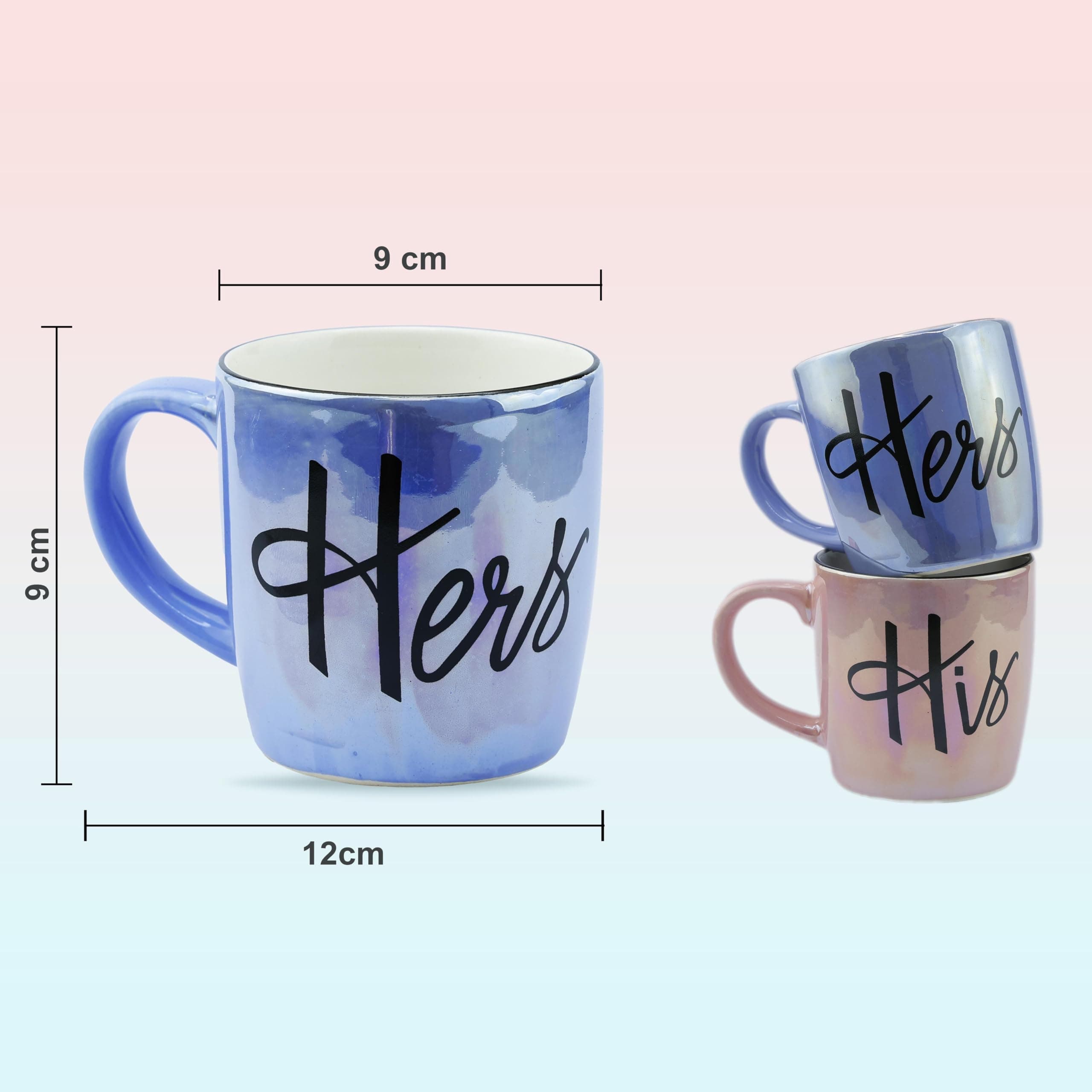 U & U UNIQUE UTILITIES Ceramic Coffee Mugs Set of 2 | Couple Coffee Mug Set | Gift for Couples | Microwave & Dishwasher Safe | Coffee Cups (Pink-Blue) – 350 ML
